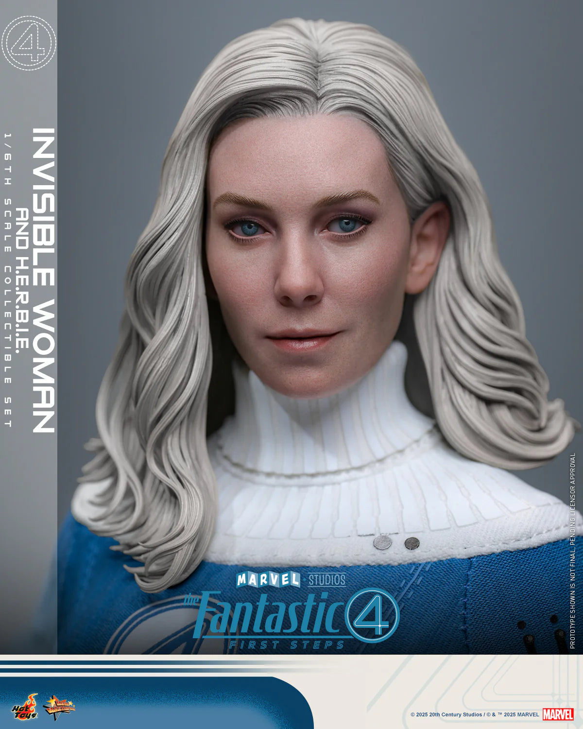 Marvel Hot Toys The Fantastic Four: First Steps Invisible Woman & H.E.R.B.I.E Set MMS824 Licensed Action Figure