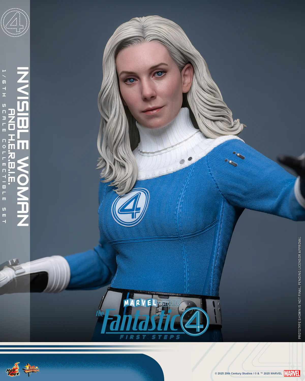 Marvel Hot Toys The Fantastic Four: First Steps Invisible Woman & H.E.R.B.I.E Set MMS824 Licensed Action Figure