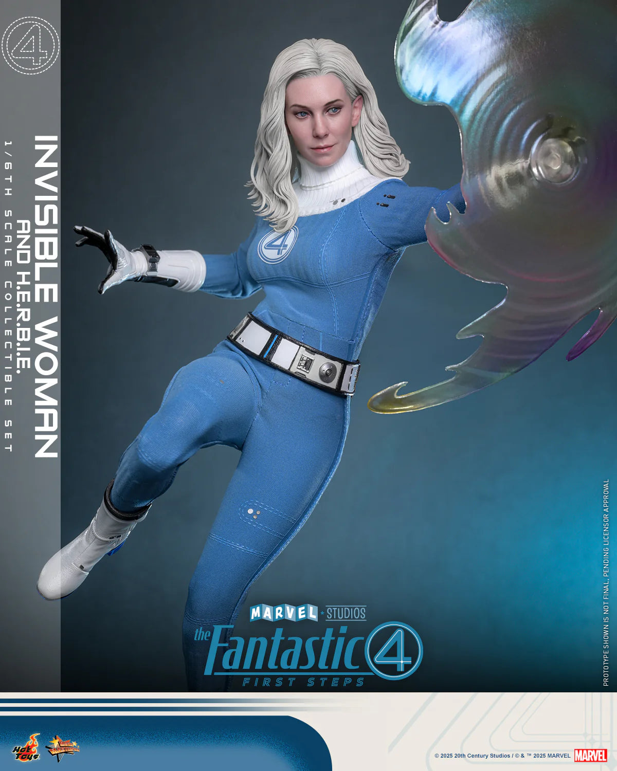 Marvel Hot Toys The Fantastic Four: First Steps Invisible Woman & H.E.R.B.I.E Set MMS824 Licensed Action Figure