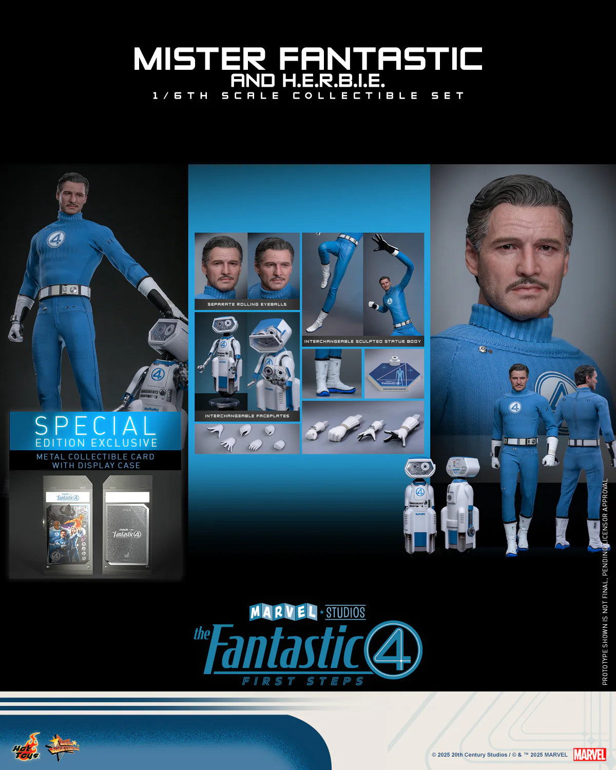 Marvel Hot Toys The Fantastic Four: First Steps Mr. Fantastic & H.E.R.B.I.E Set (Special Edition) MMS822B Licensed Action Figure