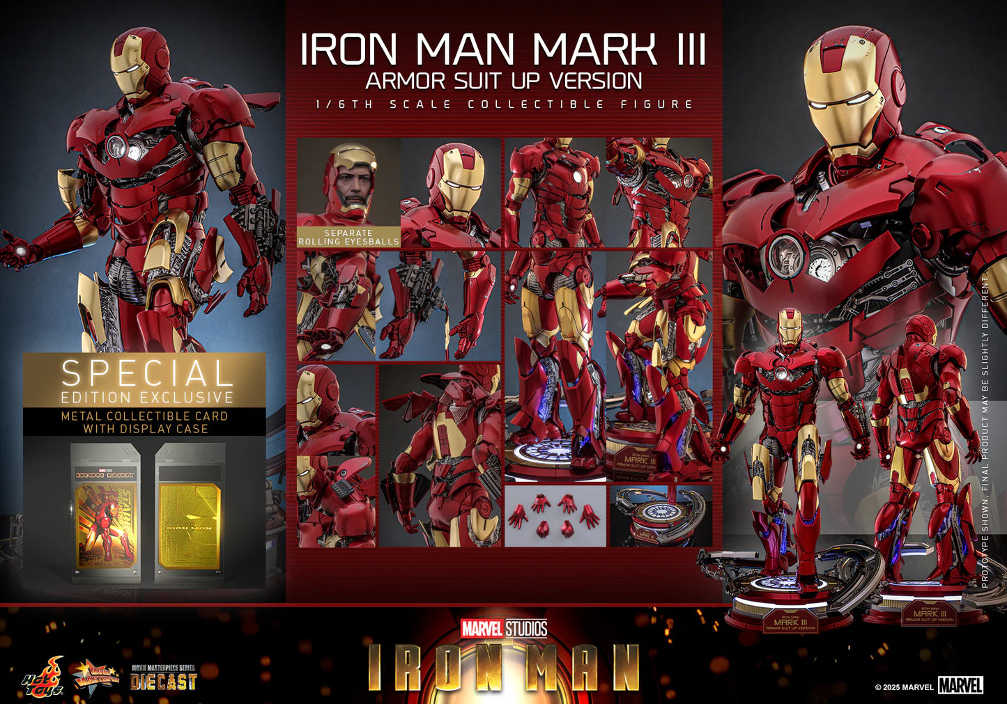Marvel Hot Toys Ultimate Iron Man Mark III (Suit-Up Version Special Edition) MMS825D72B Licensed Action Figure
