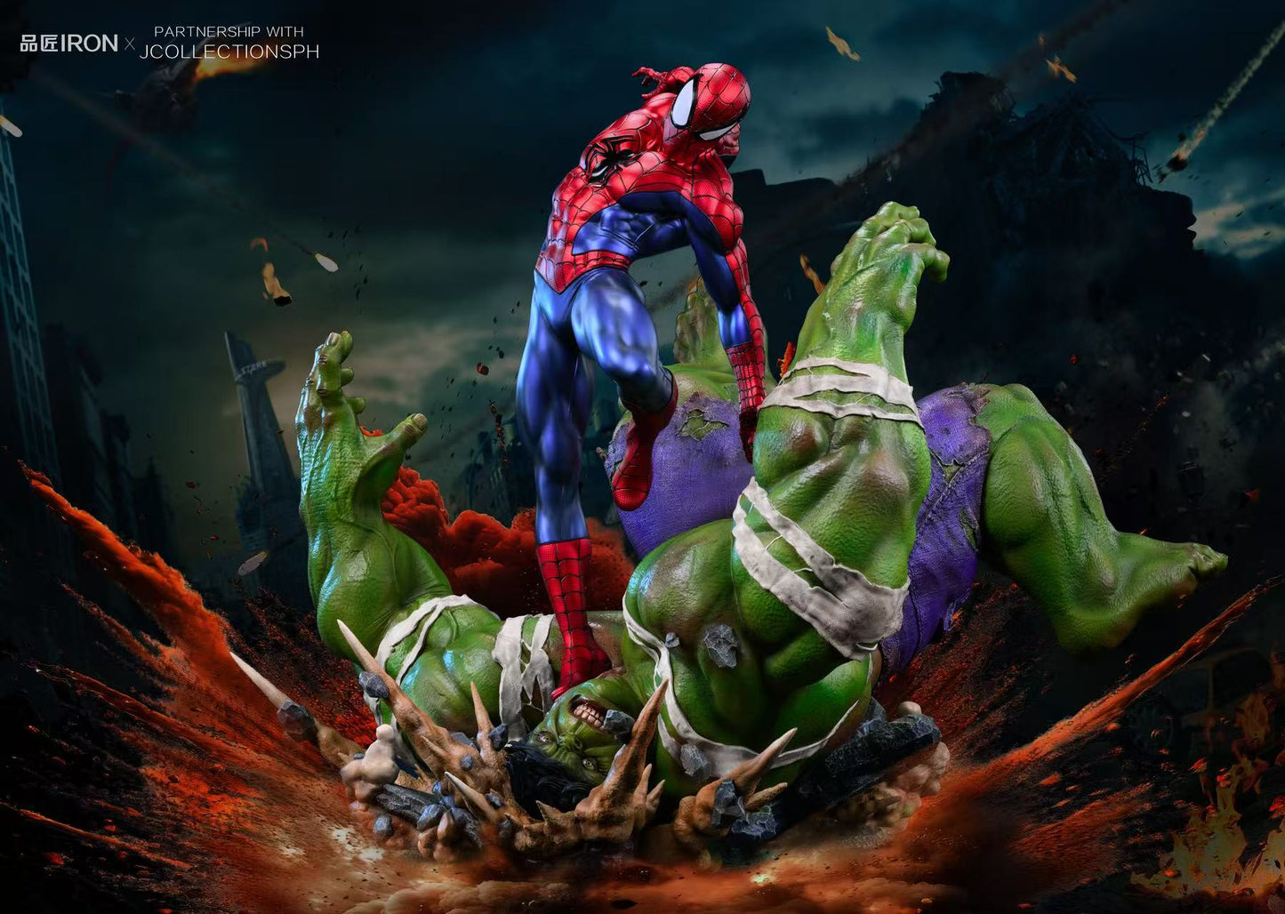 Marvel Iron Studio Spider-Man vs Hulk MQ065 Licensed Resin Statue