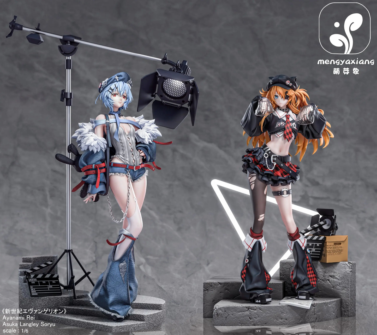 Neon Genesis Evangelion Meng Ya Xiang Studio Soryu Asuka Langley & Ayanami Rei Resin Statue