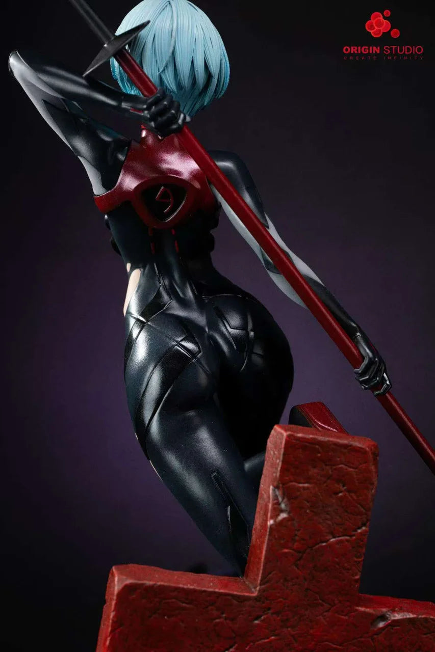 Neon Genesis Evangelion Origin Studio Black Combat Suit Ayanami Rei Resin Statue