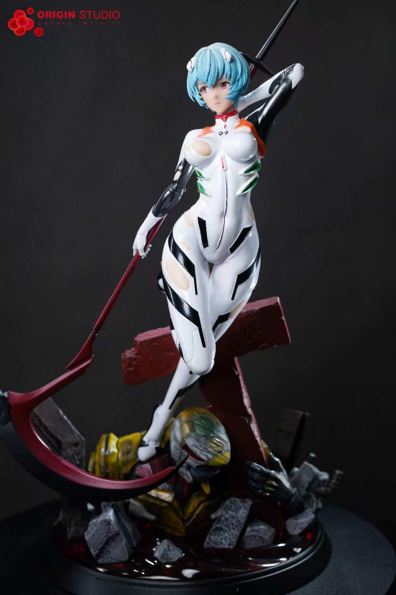 Neon Genesis Evangelion Origin Studio Black Combat Suit Ayanami Rei Resin Statue