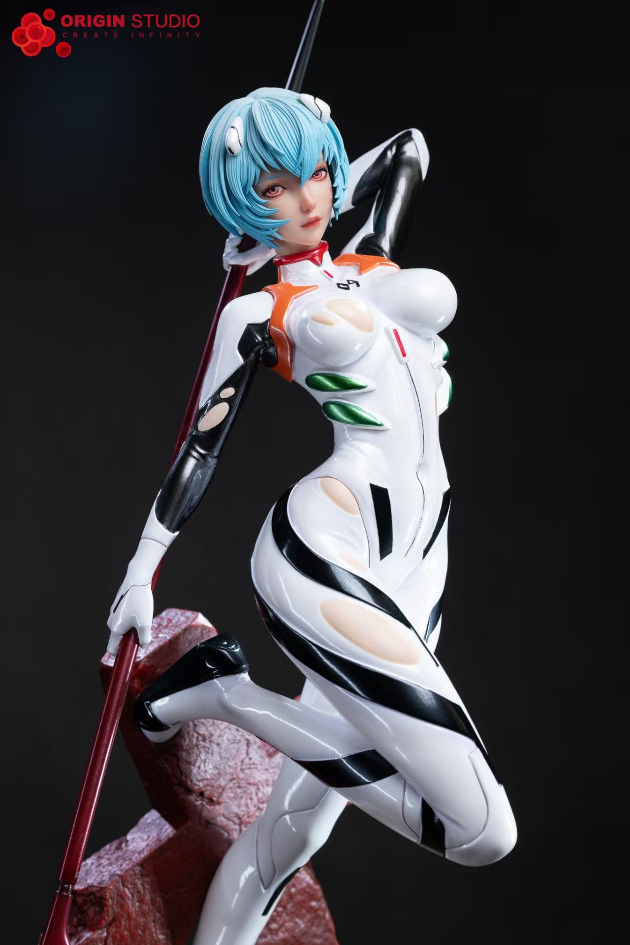 Neon Genesis Evangelion Origin Studio Black Combat Suit Ayanami Rei Resin Statue