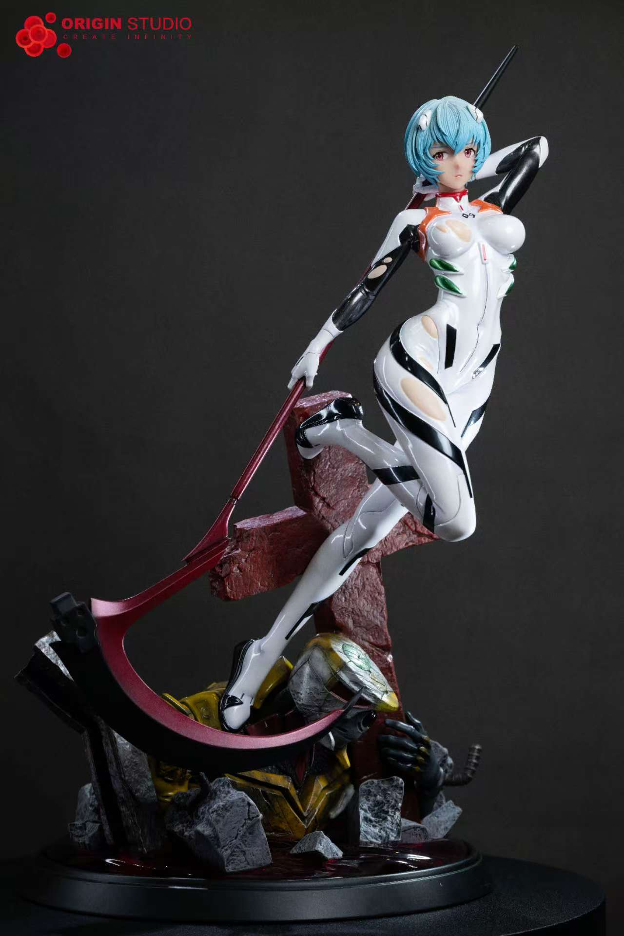 Neon Genesis Evangelion Origin Studio Black Combat Suit Ayanami Rei Resin Statue