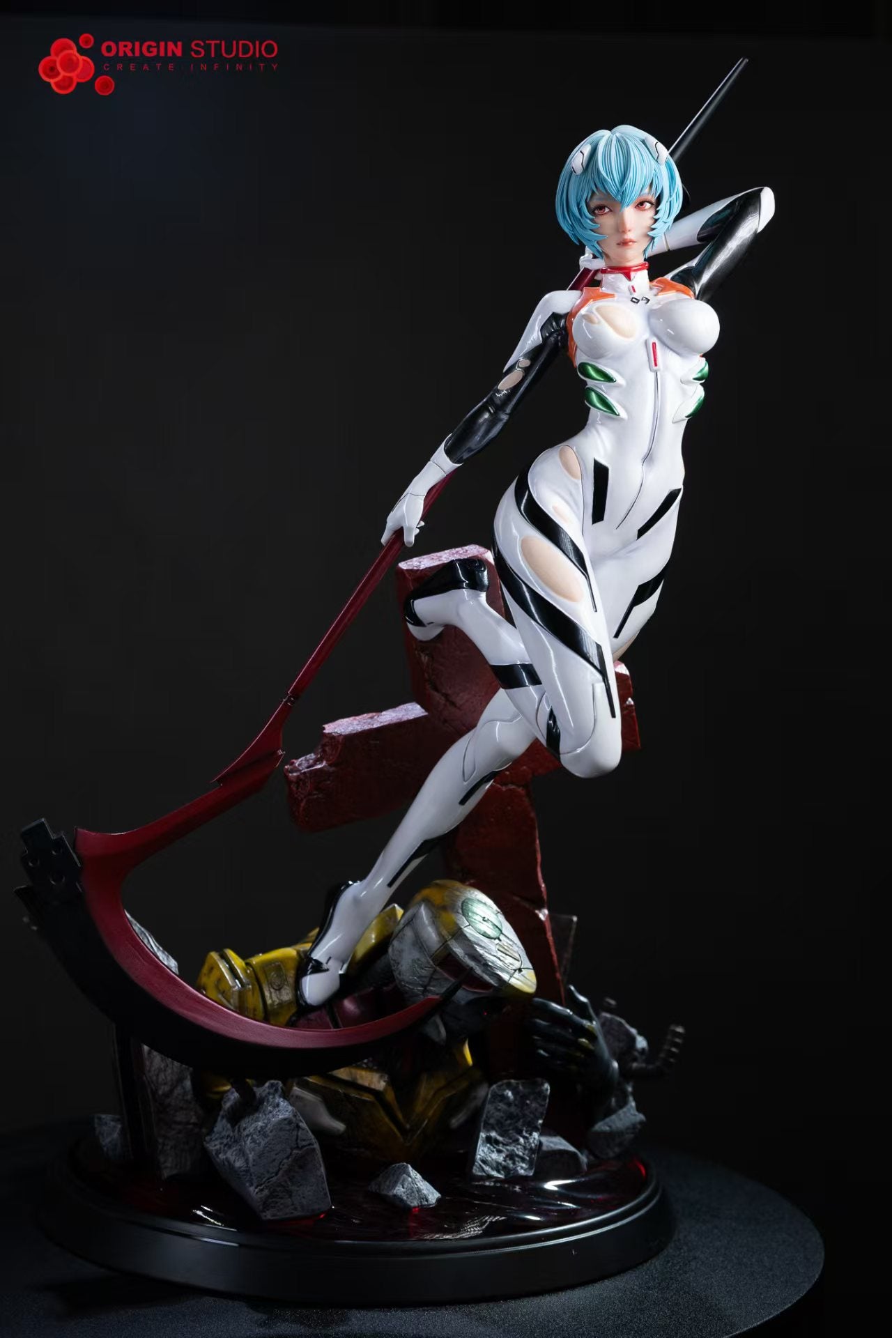 Neon Genesis Evangelion Origin Studio Black Combat Suit Ayanami Rei Resin Statue