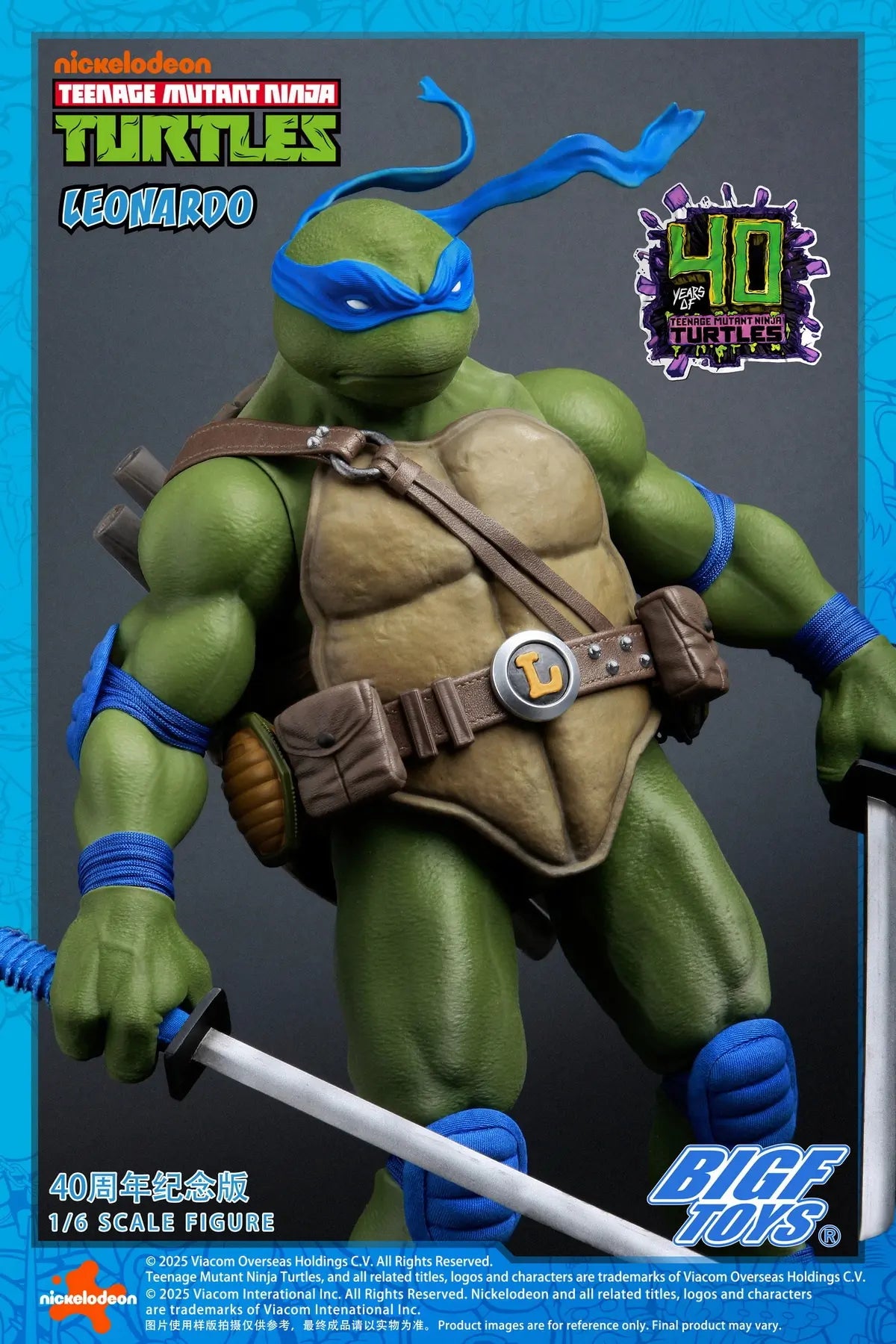 Ninja Turtles BIGFTOYS Leonardo 40th Anniversary Edition BIGF-001 Licensed Action Figure