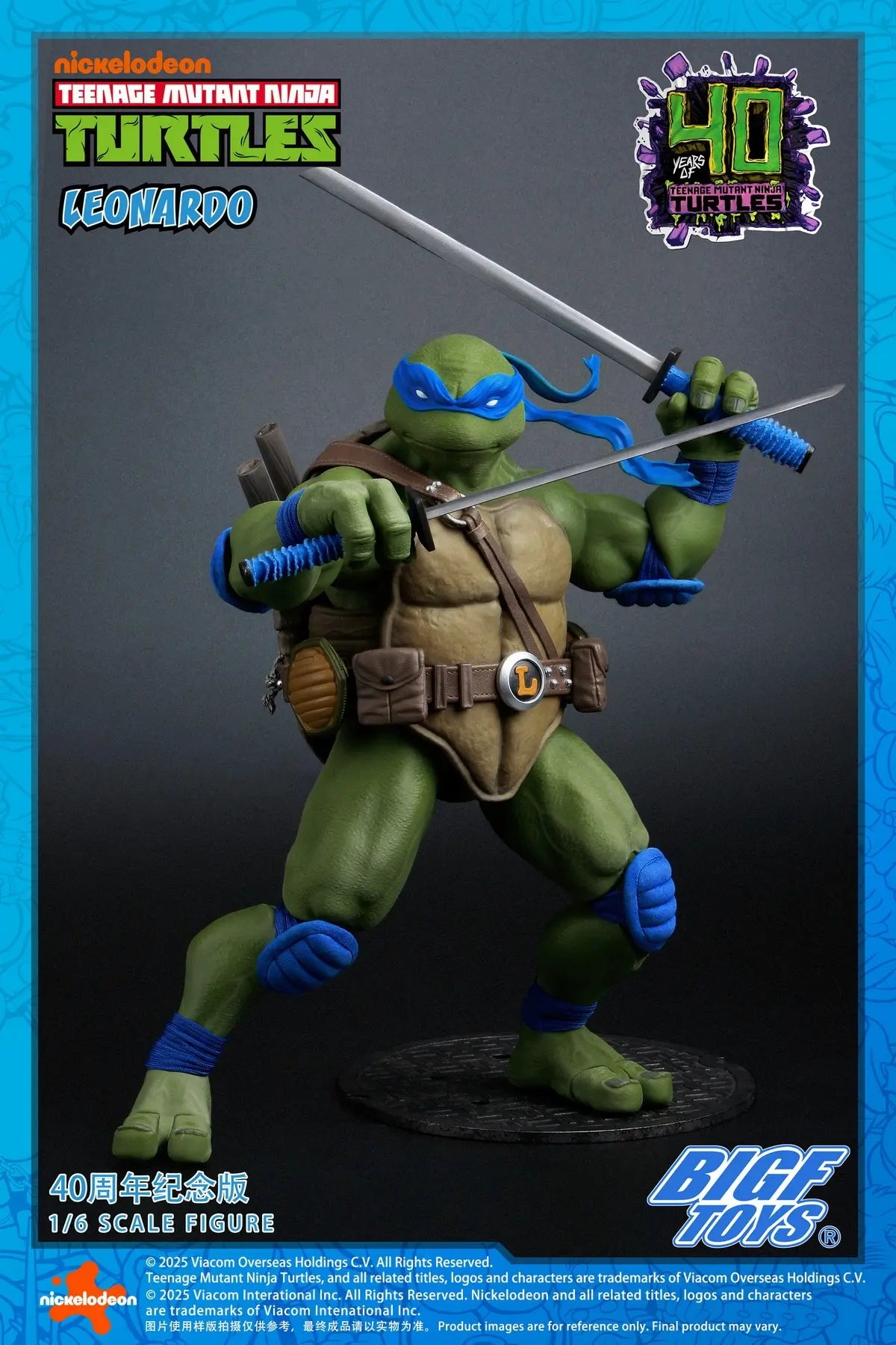 Ninja Turtles BIGFTOYS Leonardo 40th Anniversary Edition BIGF-001 Licensed Action Figure