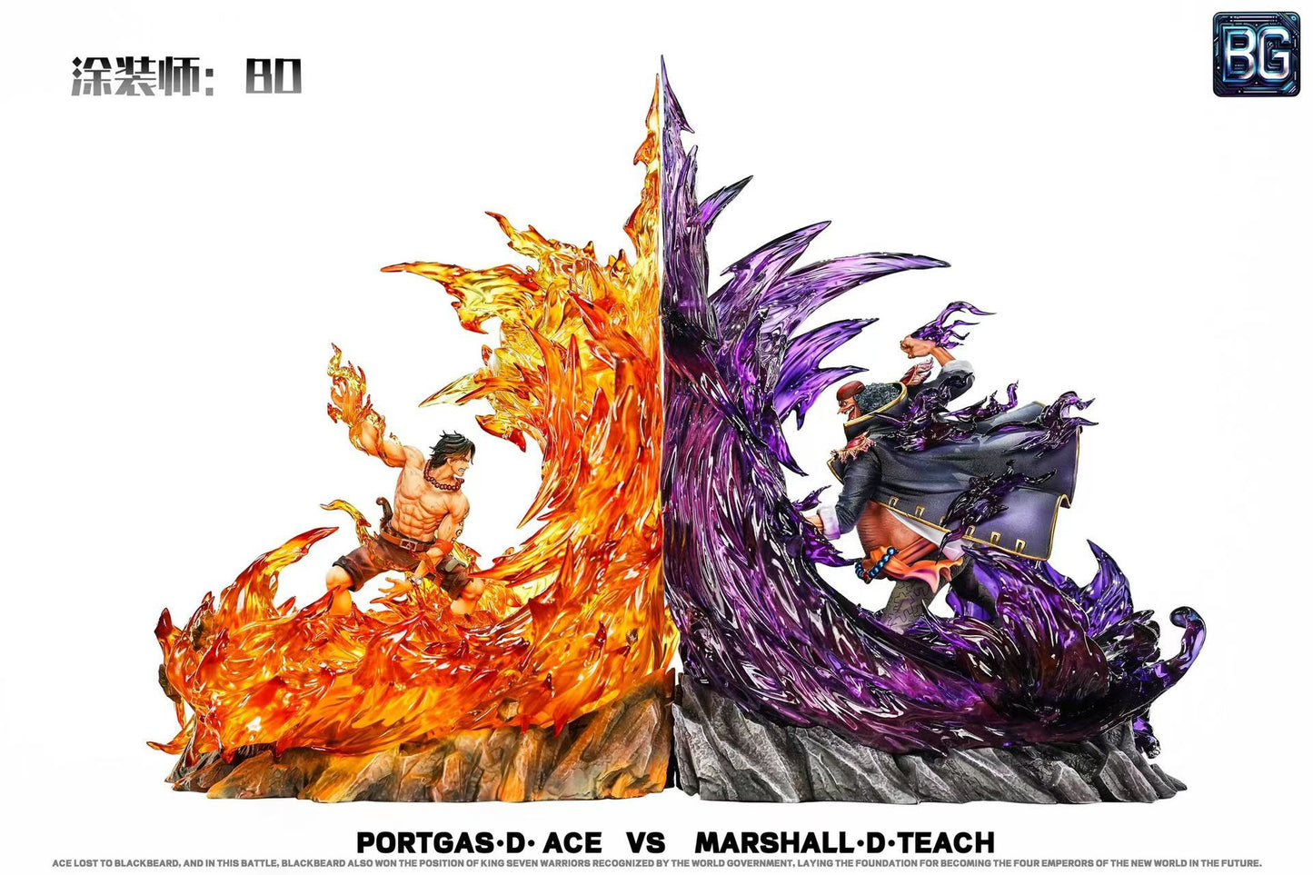 One Piece Badge Studio Portgas D. Ace VS Marshall D. Teach Resin Statue