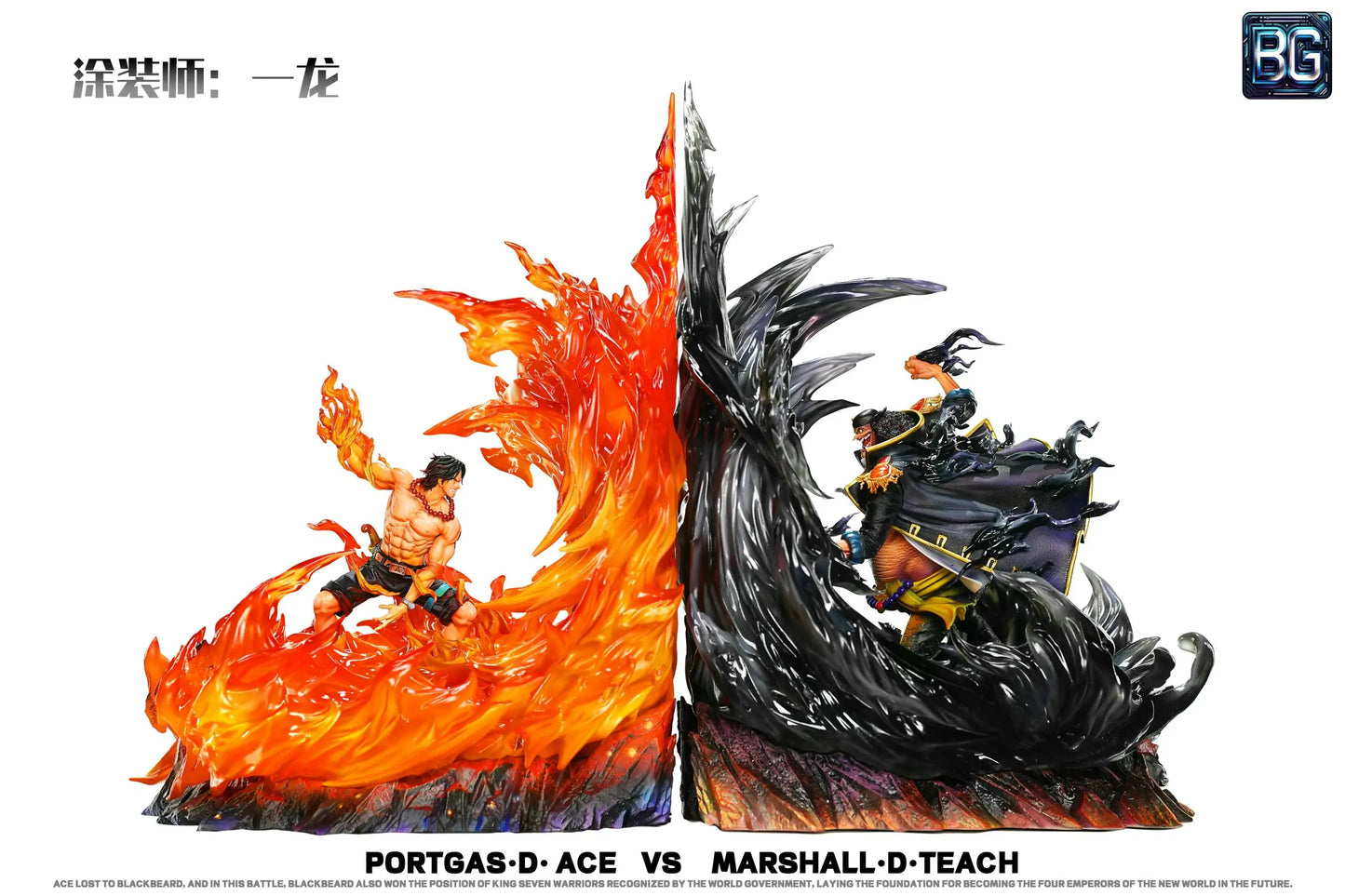 One Piece Badge Studio Portgas D. Ace VS Marshall D. Teach Resin Statue