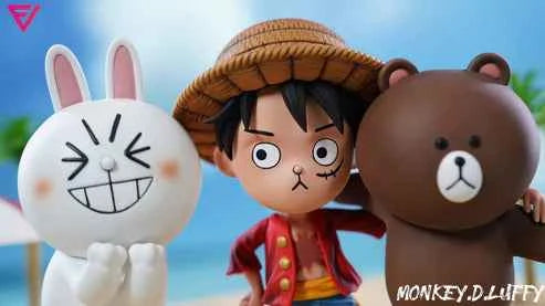 One Piece EVE Studio Monkey D. Luffy, Brown & Cony Resin Statues