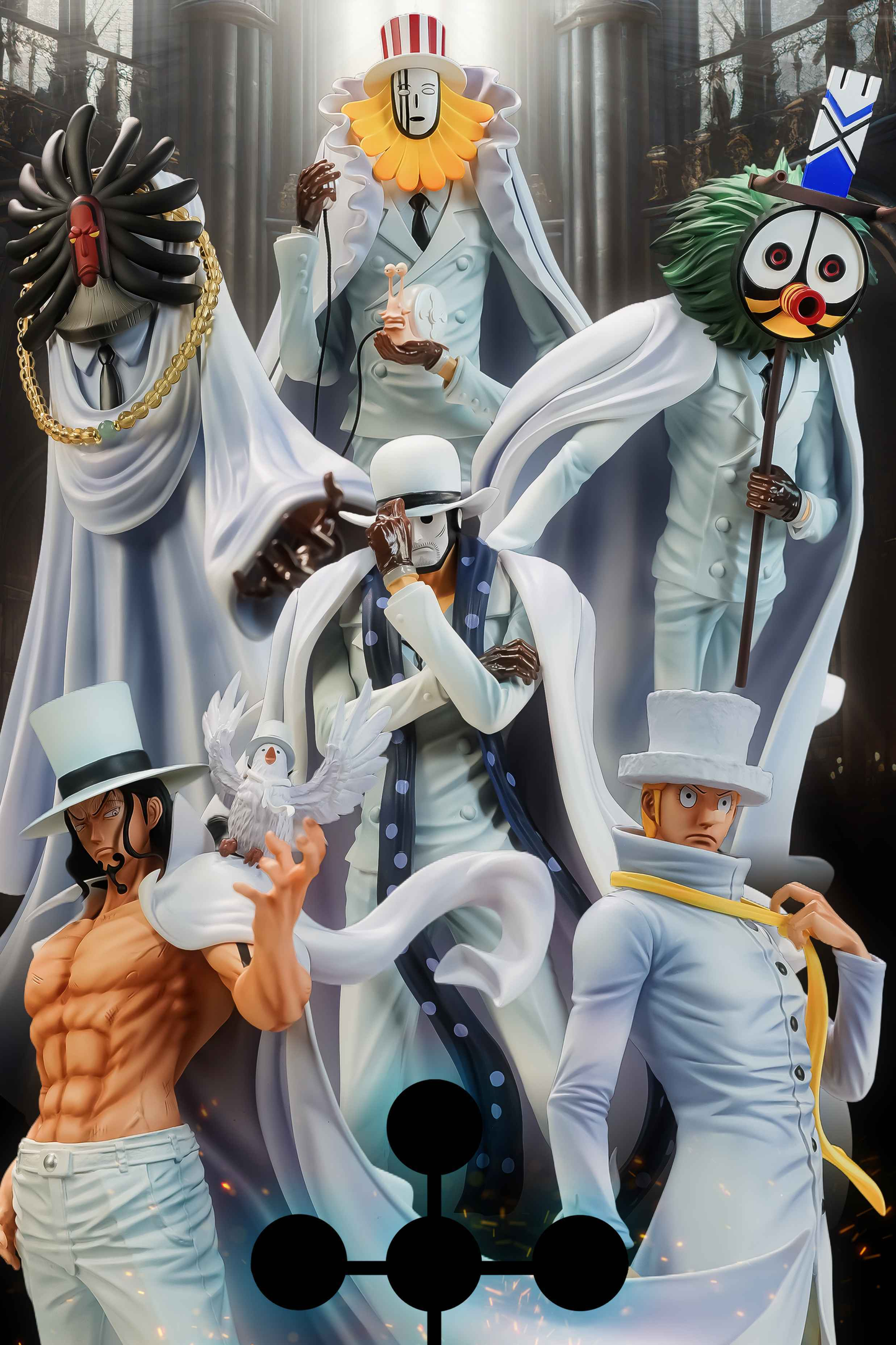 One Piece Long Hu Studio SET CP0 Joseph, Gismonda, Maha & Guernika Resin Statues