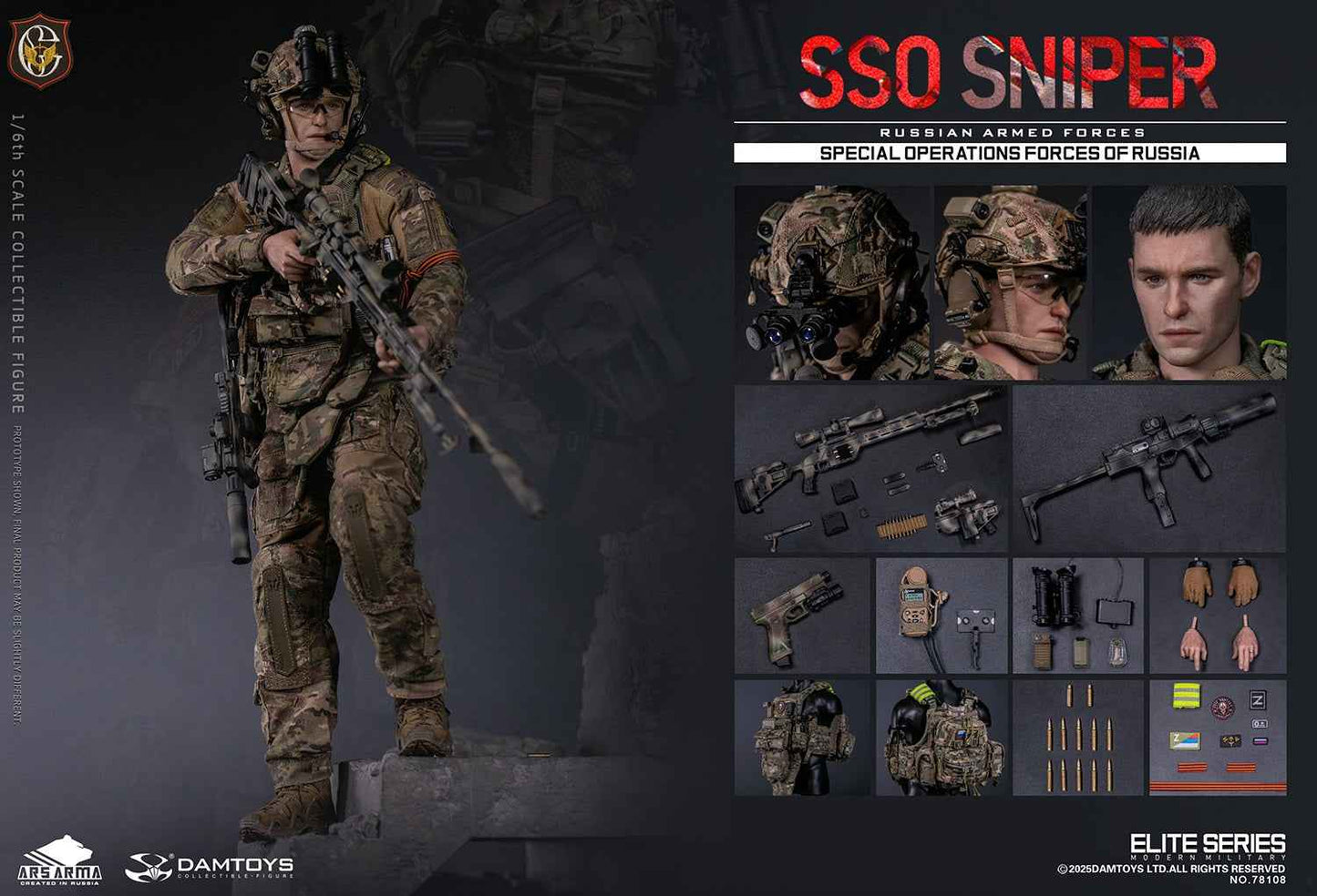 Original Design DAMTOYS Russian Federation SSO Special Forces Sniper Item No. 78108 Licensed Action Figure