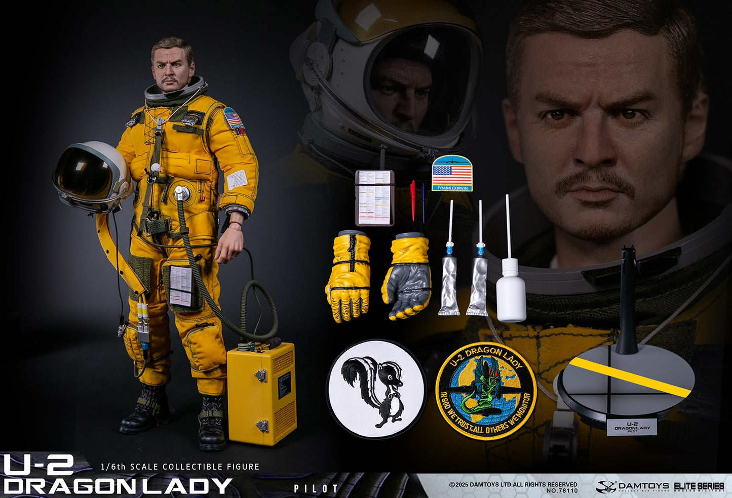 Original Design DAMTOYS U-2 Dragon Lady Reconnaissance Aircraft Pilot NO.78110 Licensed Action Figure