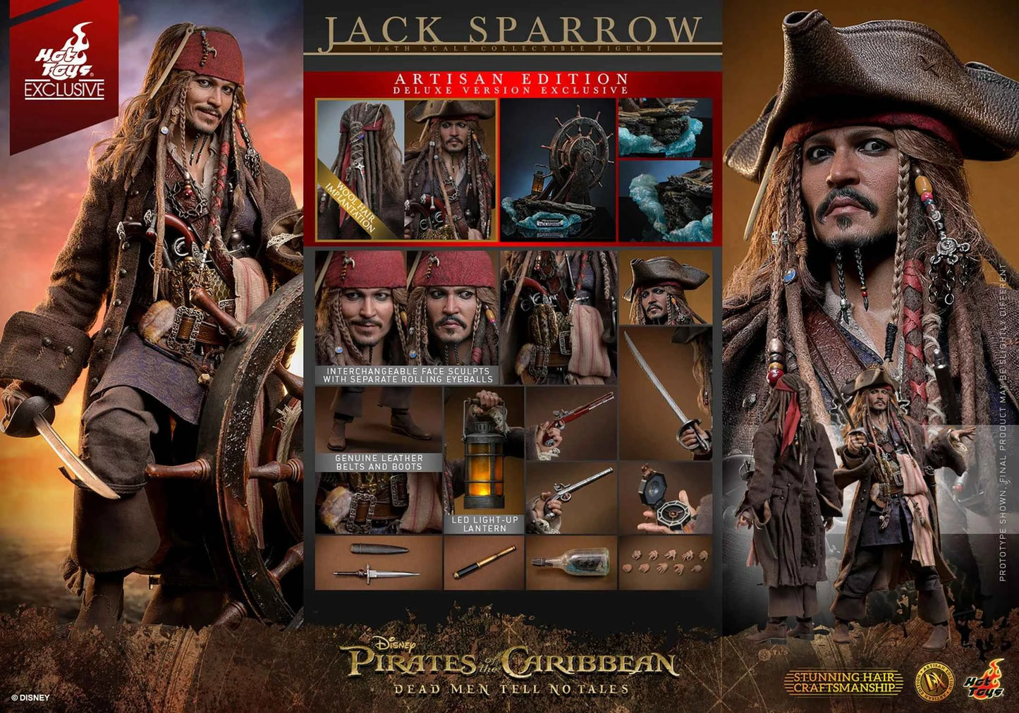 Pirates of the Caribbean Hot Toys Jack Sparrow DX37 DX38 DX39AE Licensed Action Figure - Santoryu Resins Collectors