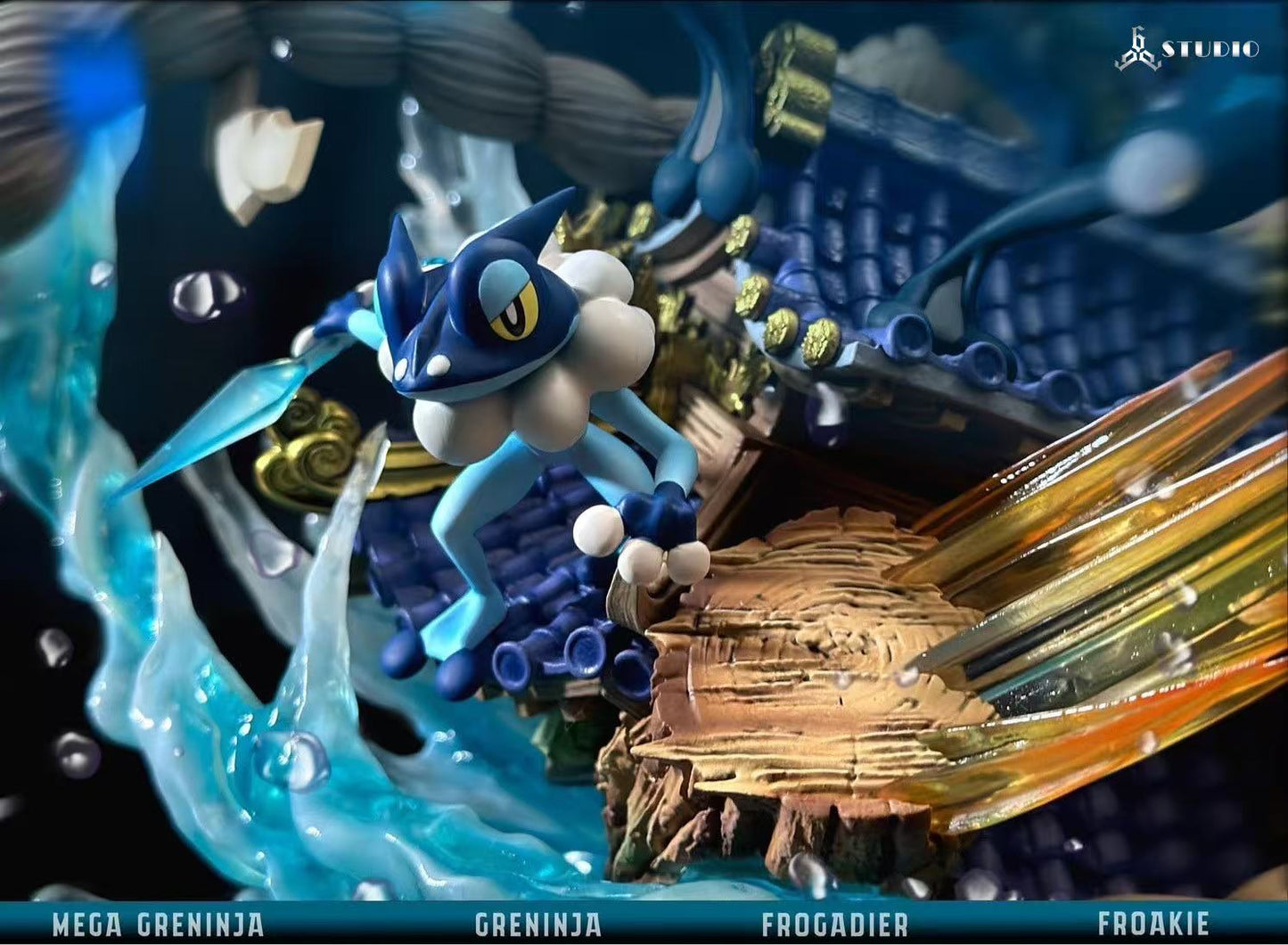 Pokémon 666 Studio Mega Greninja Water Shuriken All Out Resin Statue