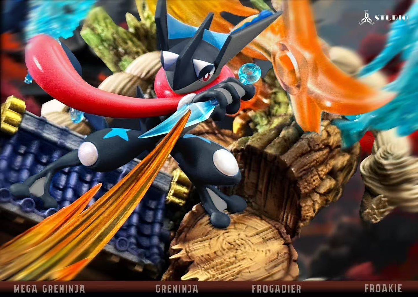 Pokémon 666 Studio Mega Greninja Water Shuriken All Out Resin Statue