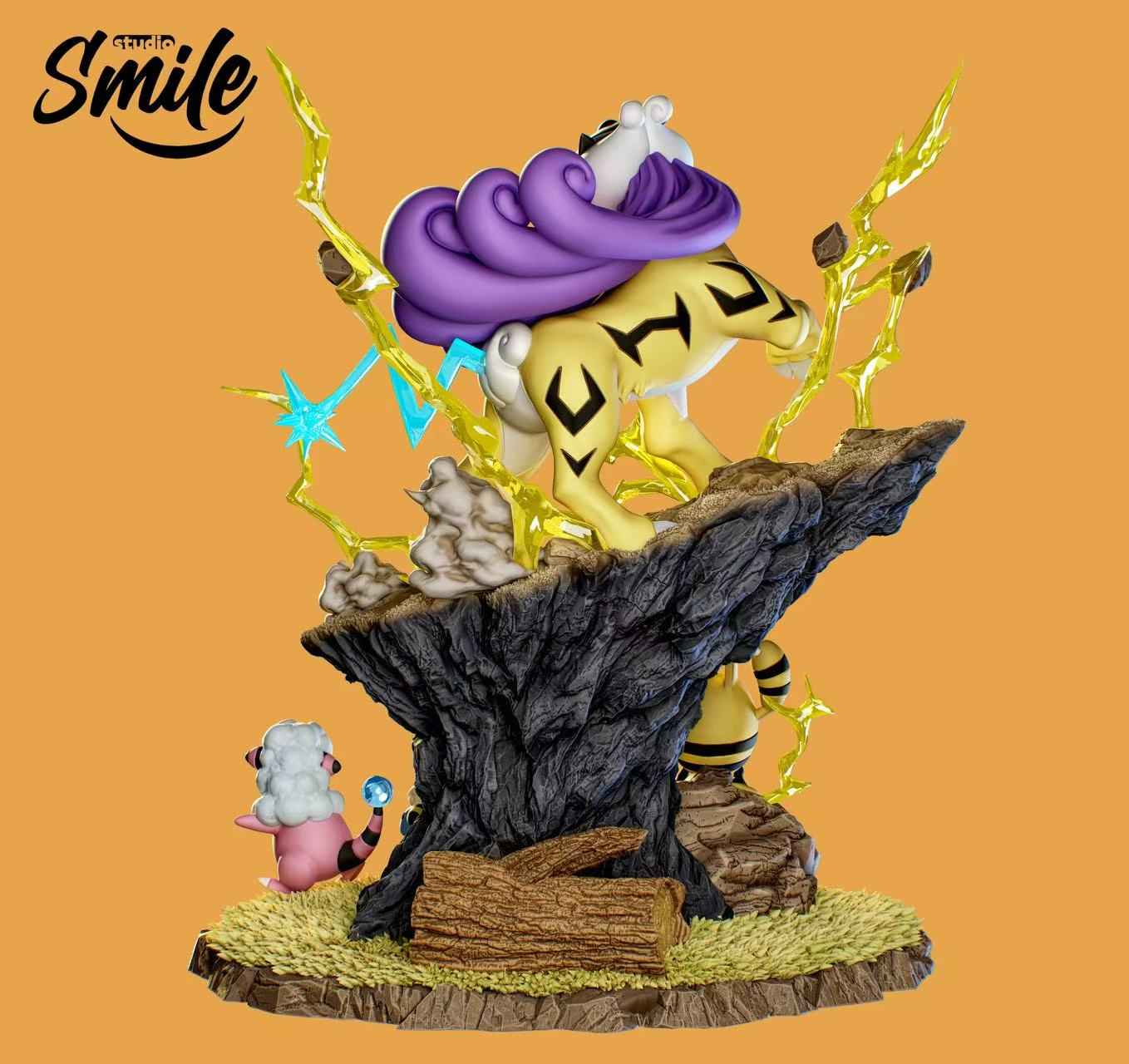 Pokémon ~ Smile Studio ~ Raikou & Elekid & Mareep & Flaaffy "Ecology GK serie" ~ Resin Statue - Santoryu Resins Collectors