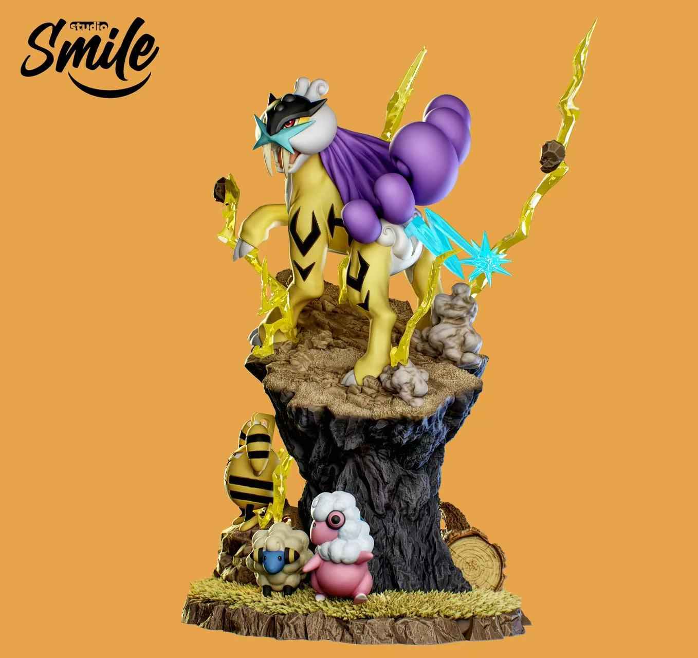Pokémon ~ Smile Studio ~ Raikou & Elekid & Mareep & Flaaffy "Ecology GK serie" ~ Resin Statue - Santoryu Resins Collectors