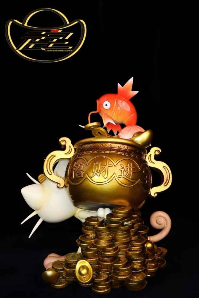 Pokémon Yuan Bao Studio Meowth & Magikarp Resin Statue