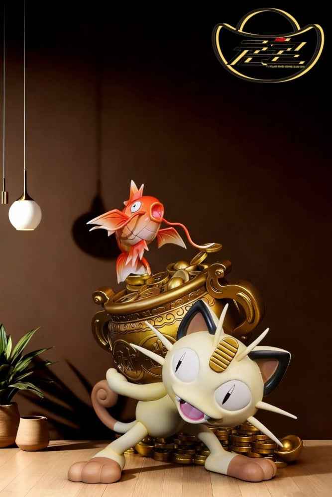 Pokémon Yuan Bao Studio Meowth & Magikarp Resin Statue