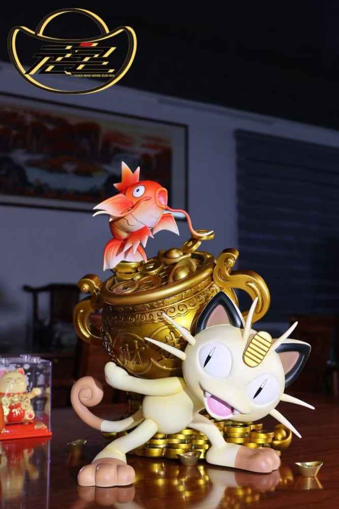 Pokémon Yuan Bao Studio Meowth & Magikarp Resin Statue