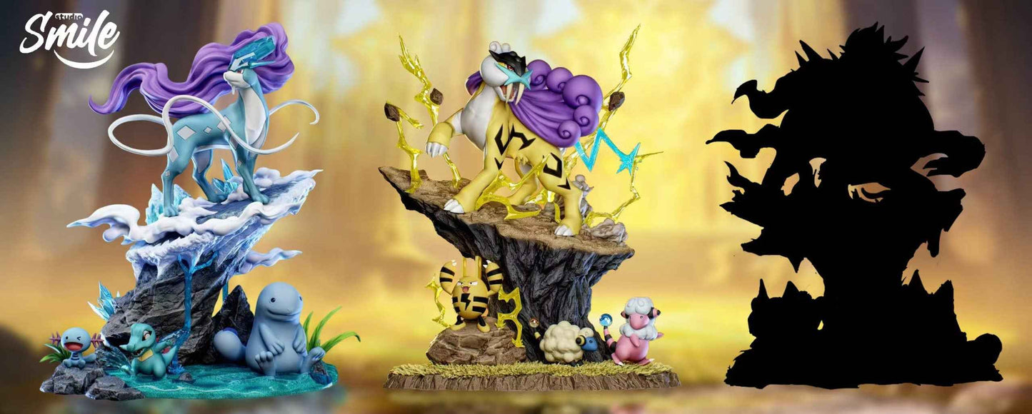 Pokémon ~ Smile Studio ~ Suicune & Totodile & Wooper & Quagsire "Ecology GK serie" ~ Resin Statue - Santoryu Resins Collectors