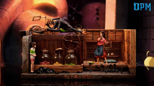 Spirited Away OPM Studio Chihiro Ogino & Kamaji & Lin Resin Statue