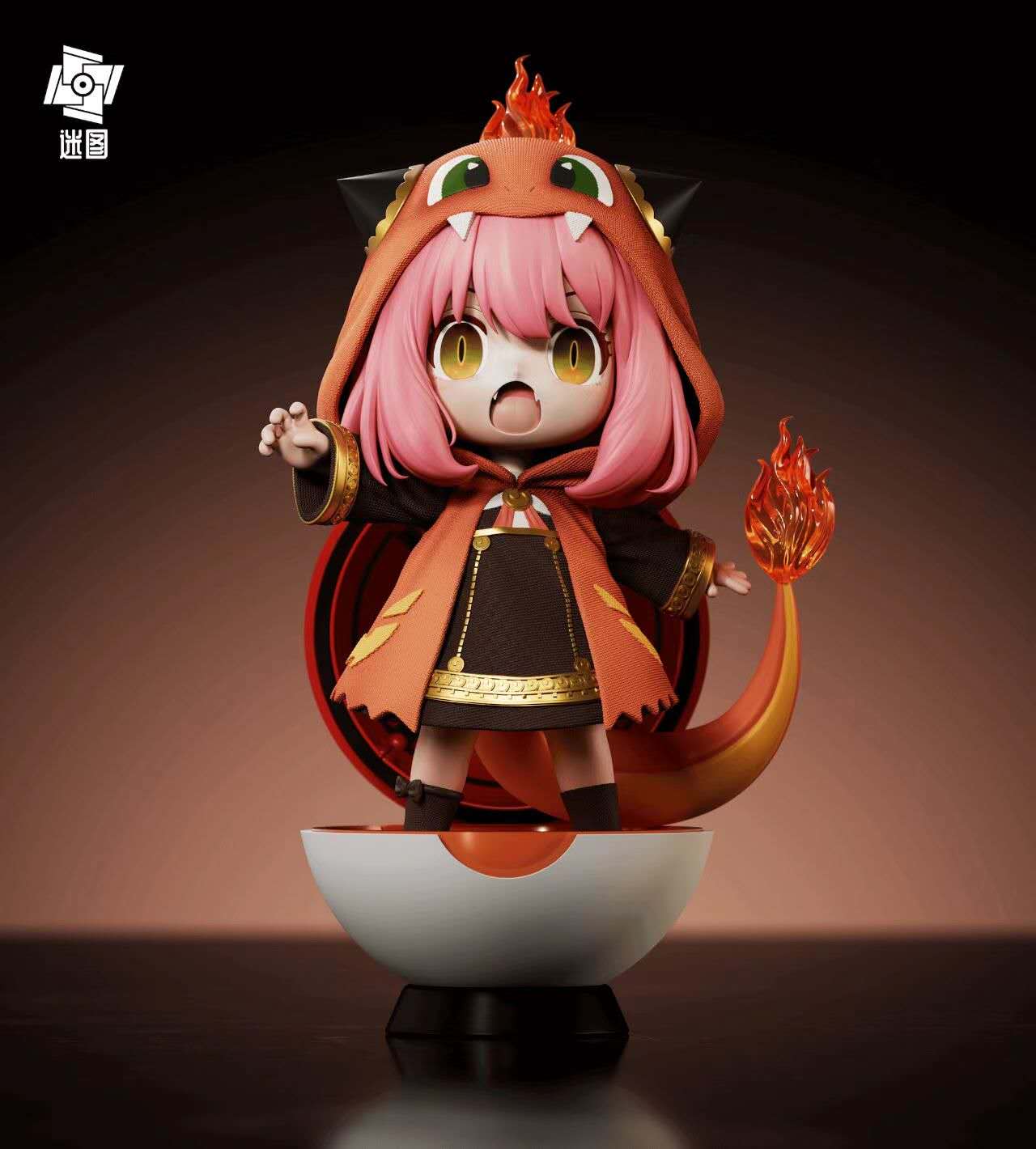 Spy x Family ~ Mi Tu Studio ~ Anya Forger Cosplay Pokémon Charmander ~ Resin Statue