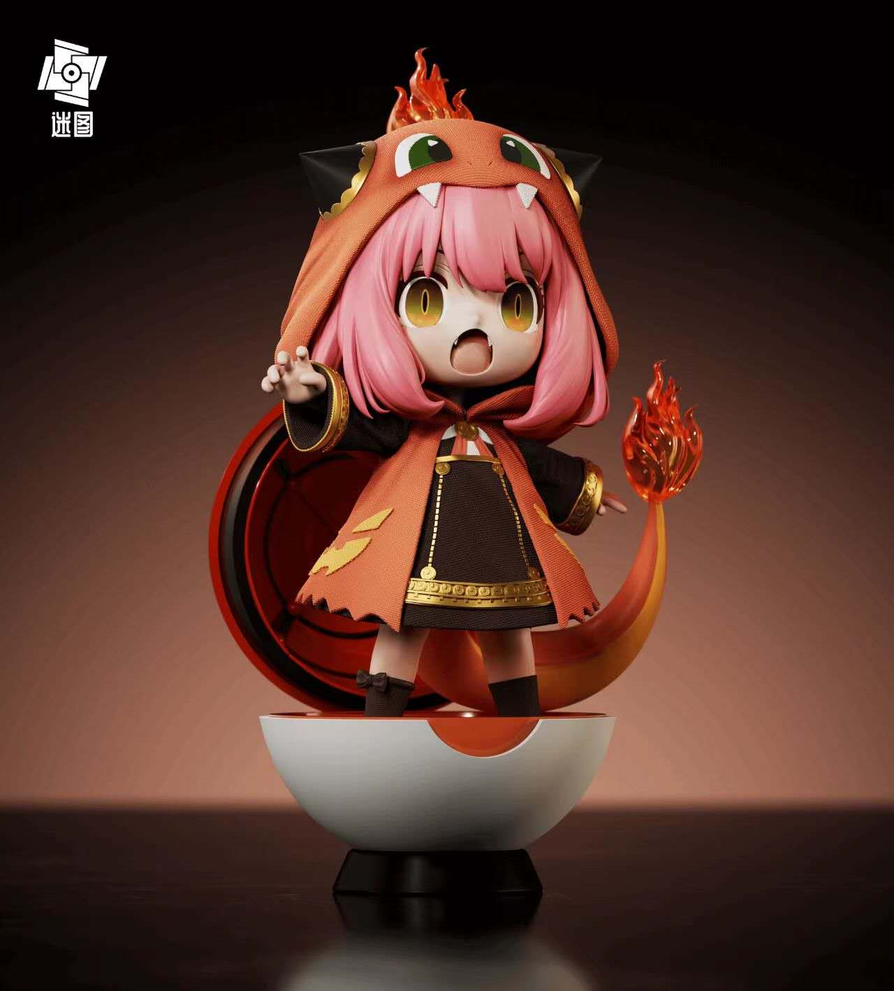 Spy x Family ~ Mi Tu Studio ~ Anya Forger Cosplay Pokémon Charmander ~ Resin Statue
