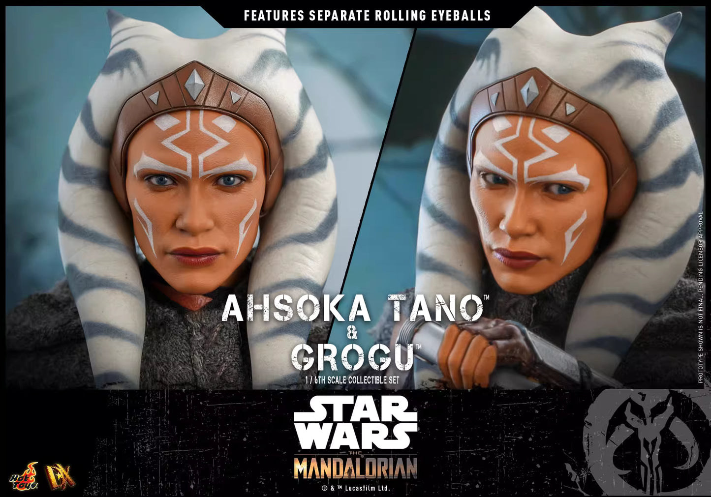 Star Wars Hot Toys The Mandalorian Ahsoka Tano & Grogu Set DX21 1/6 Licensed Action Figure