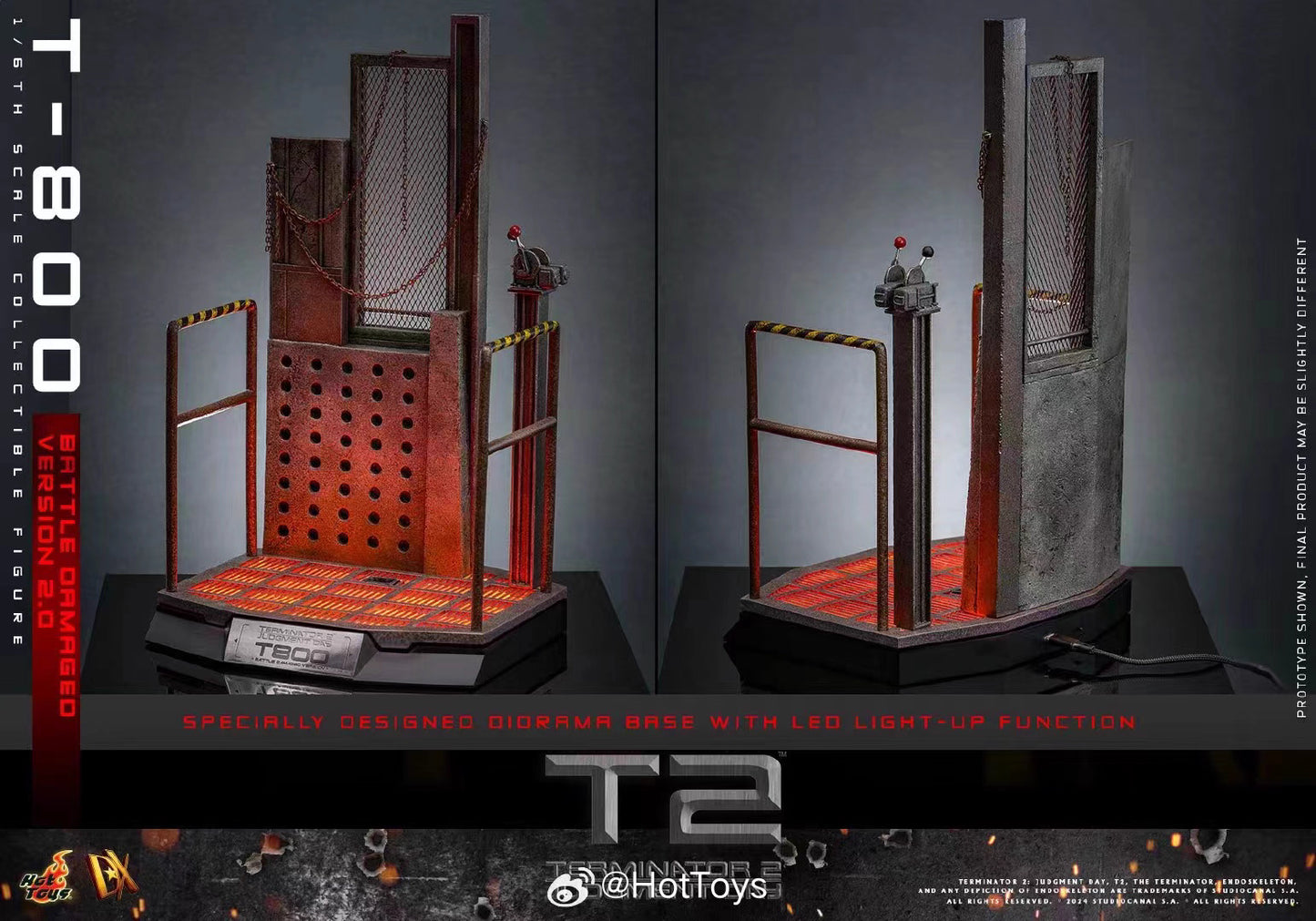 Terminator Hot Toys Terminator 2: Judgment Day T-800 Battle Damage Version 2.0 DX46 1/6 Licensed Action Figure