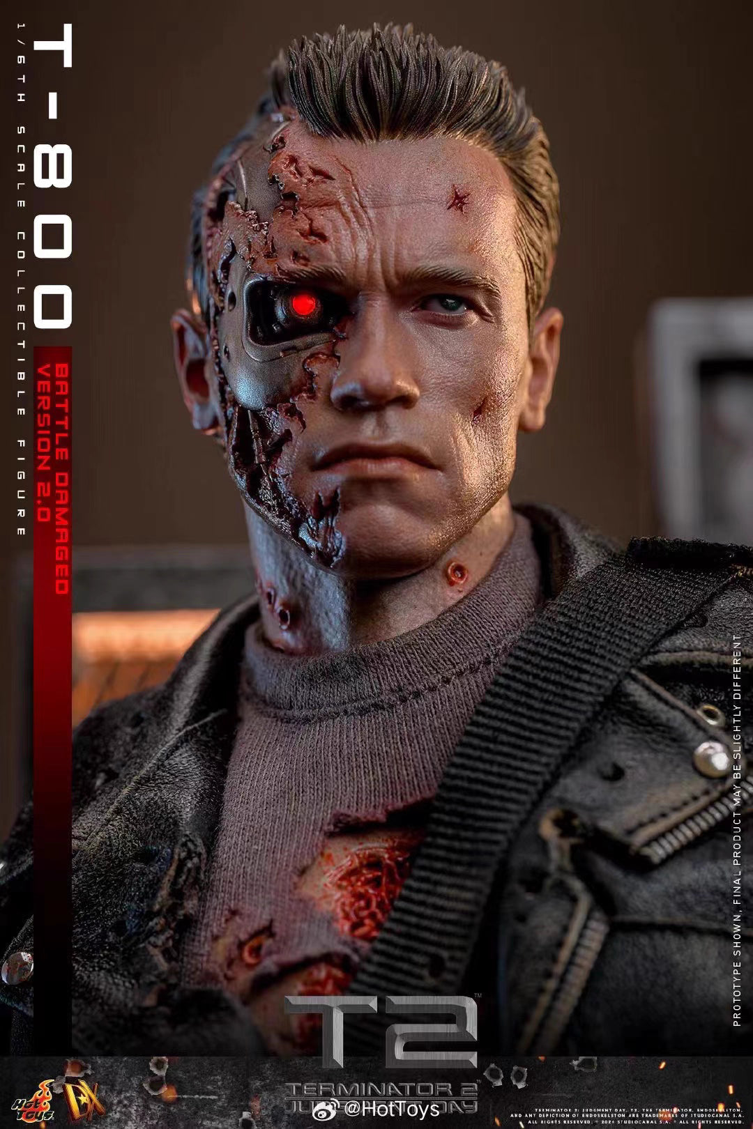 Terminator Hot Toys Terminator 2: Judgment Day T-800 Battle Damage Version 2.0 DX46 1/6 Licensed Action Figure