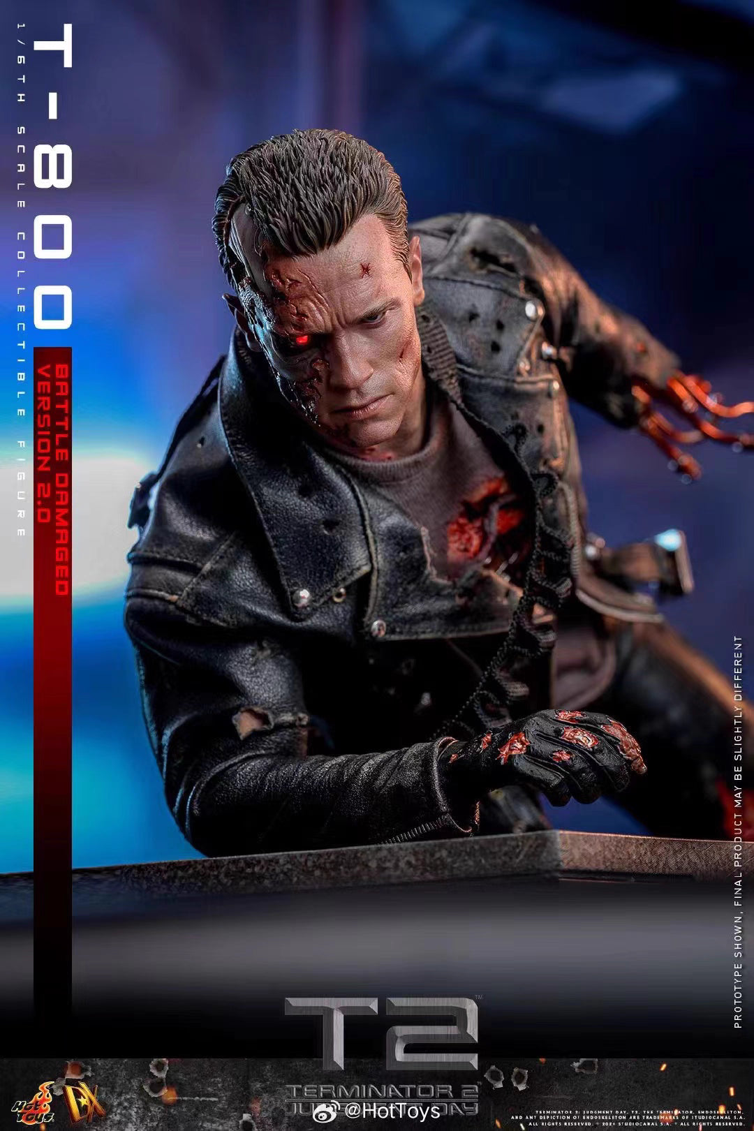 Terminator Hot Toys Terminator 2: Judgment Day T-800 Battle Damage Version 2.0 DX46 1/6 Licensed Action Figure