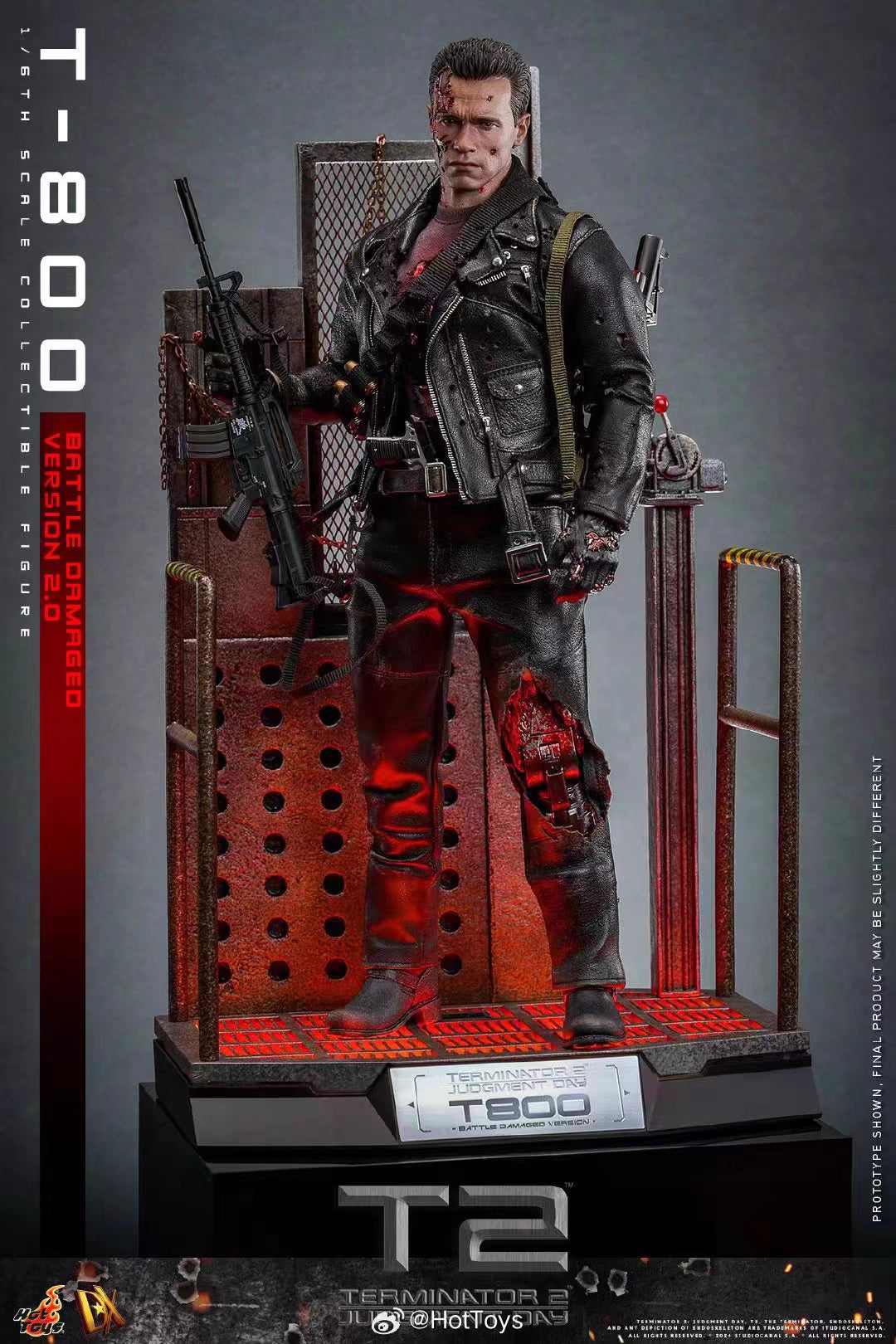 Terminator Hot Toys Terminator 2: Judgment Day T-800 Battle Damage Version 2.0 DX46 1/6 Licensed Action Figure
