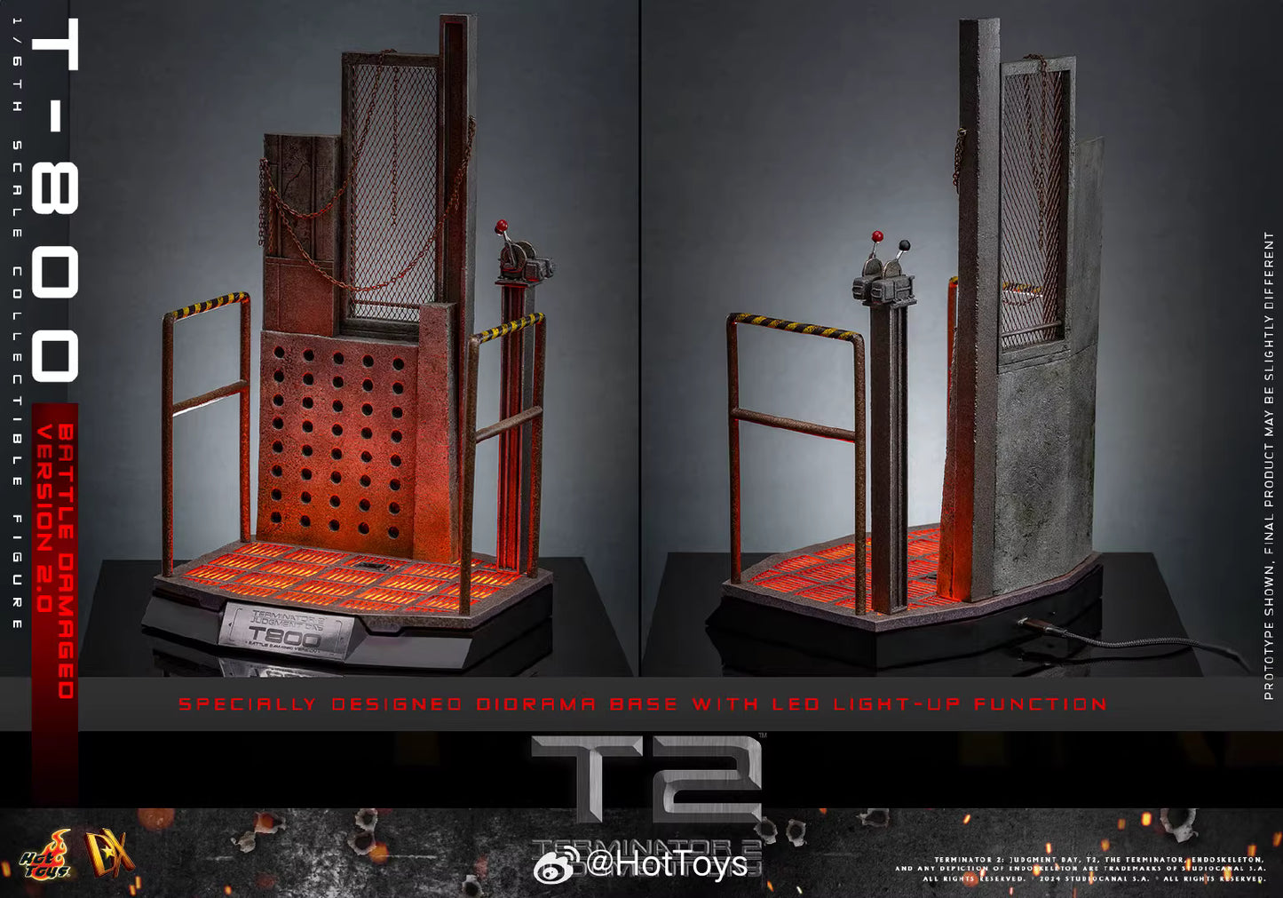 Terminator Hot Toys Terminator 2: Judgment Day T-800 Battle Damage Version 2.0 DX46 1/6 Licensed Action Figure