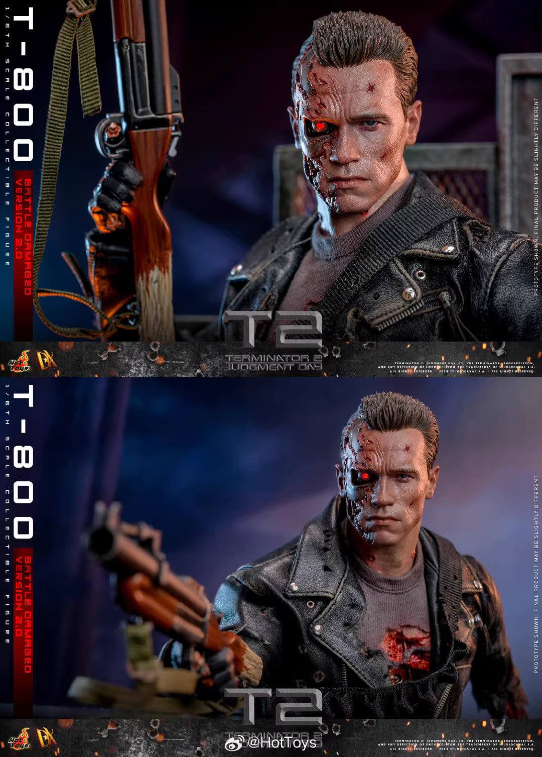 Terminator Hot Toys Terminator 2: Judgment Day T-800 Battle Damage Version 2.0 DX46 1/6 Licensed Action Figure