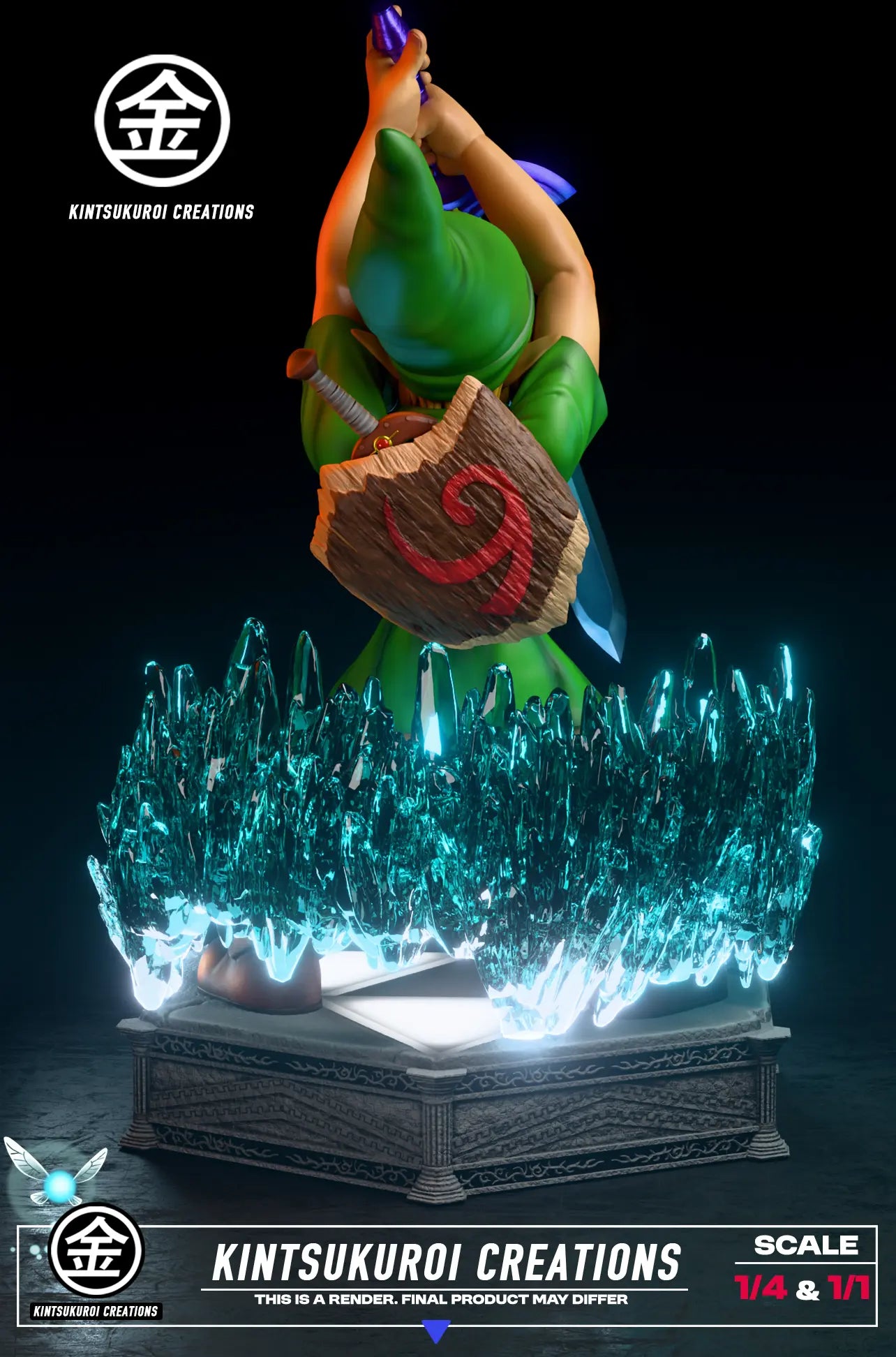 The Legend of Zelda Kintsukuroi Creations Studio Young Link Pulling Master Sword Resin Statue