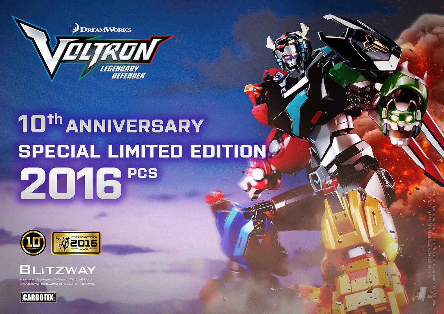 Voltron: Defender of the Universe Blitzway CARBOTIX Series Voltron Legendary Defender GoLion 10th Anniversary Limited Special Edition Licensed Action Figure