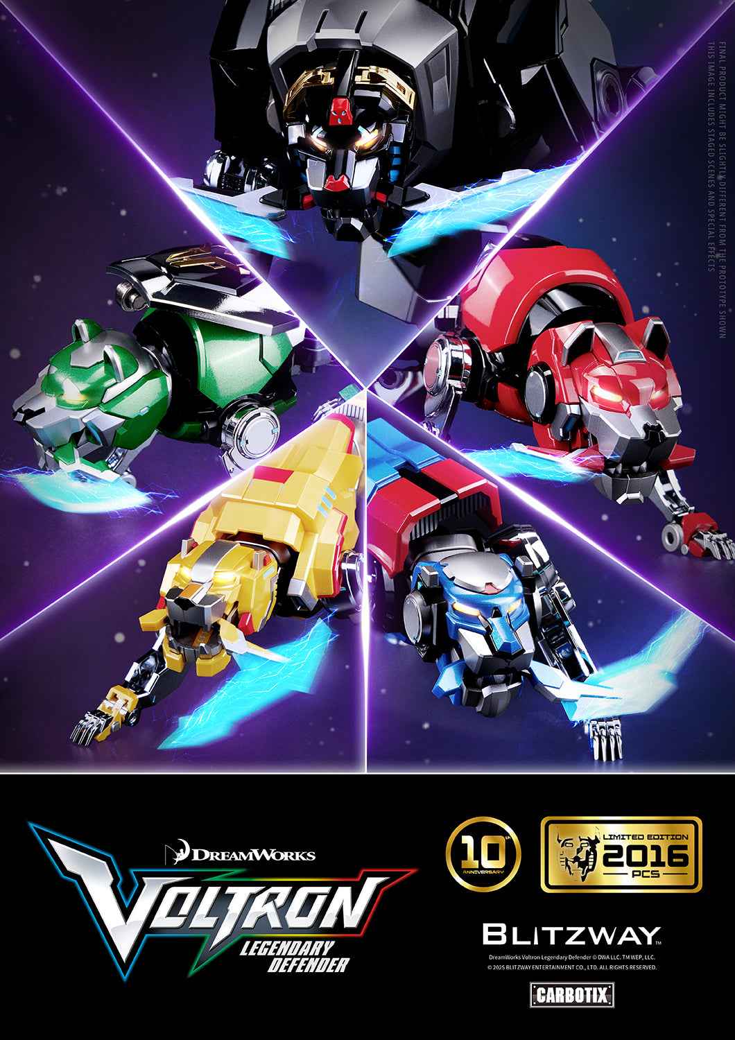 Voltron: Defender of the Universe Blitzway CARBOTIX Series Voltron Legendary Defender GoLion 10th Anniversary Limited Special Edition Licensed Action Figure
