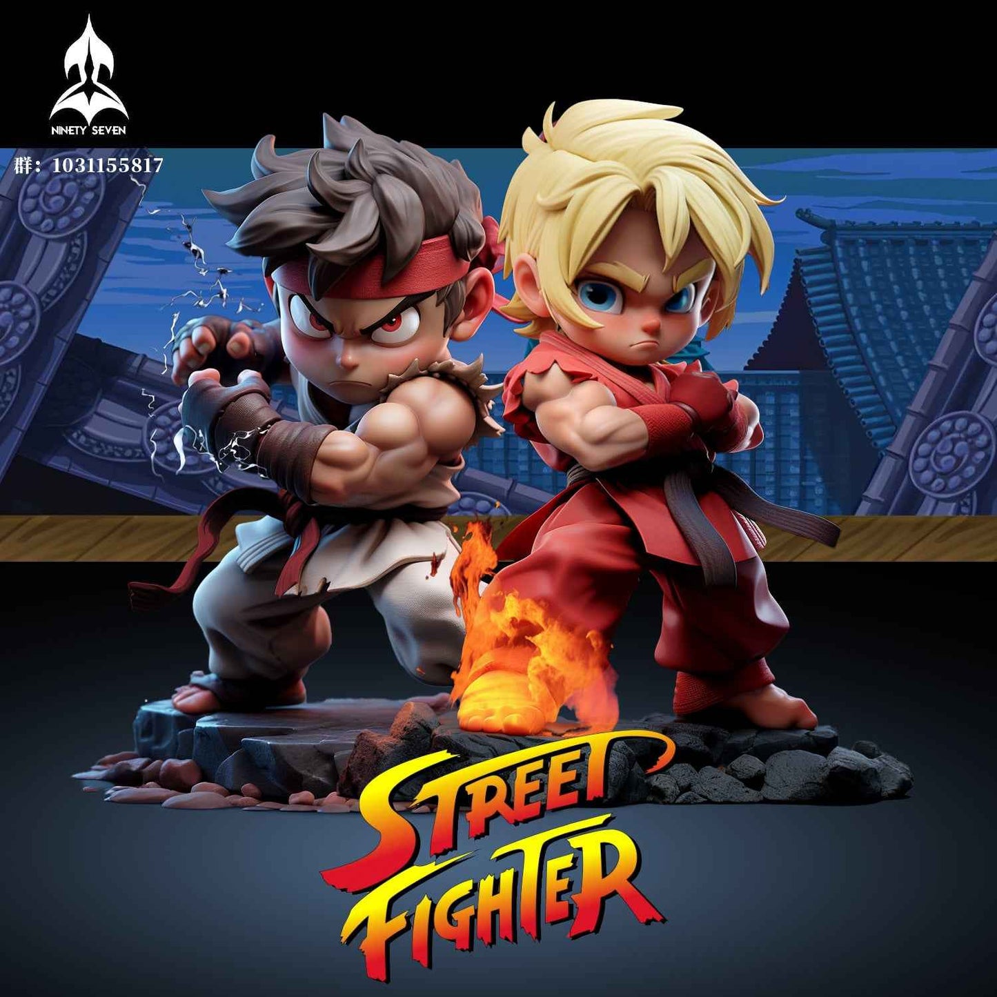 Street Fighter ~ Ninety Seven Studio ~ Ryu x Ken Chibi ~ Resin Statue - Santoryu Resins Collectors