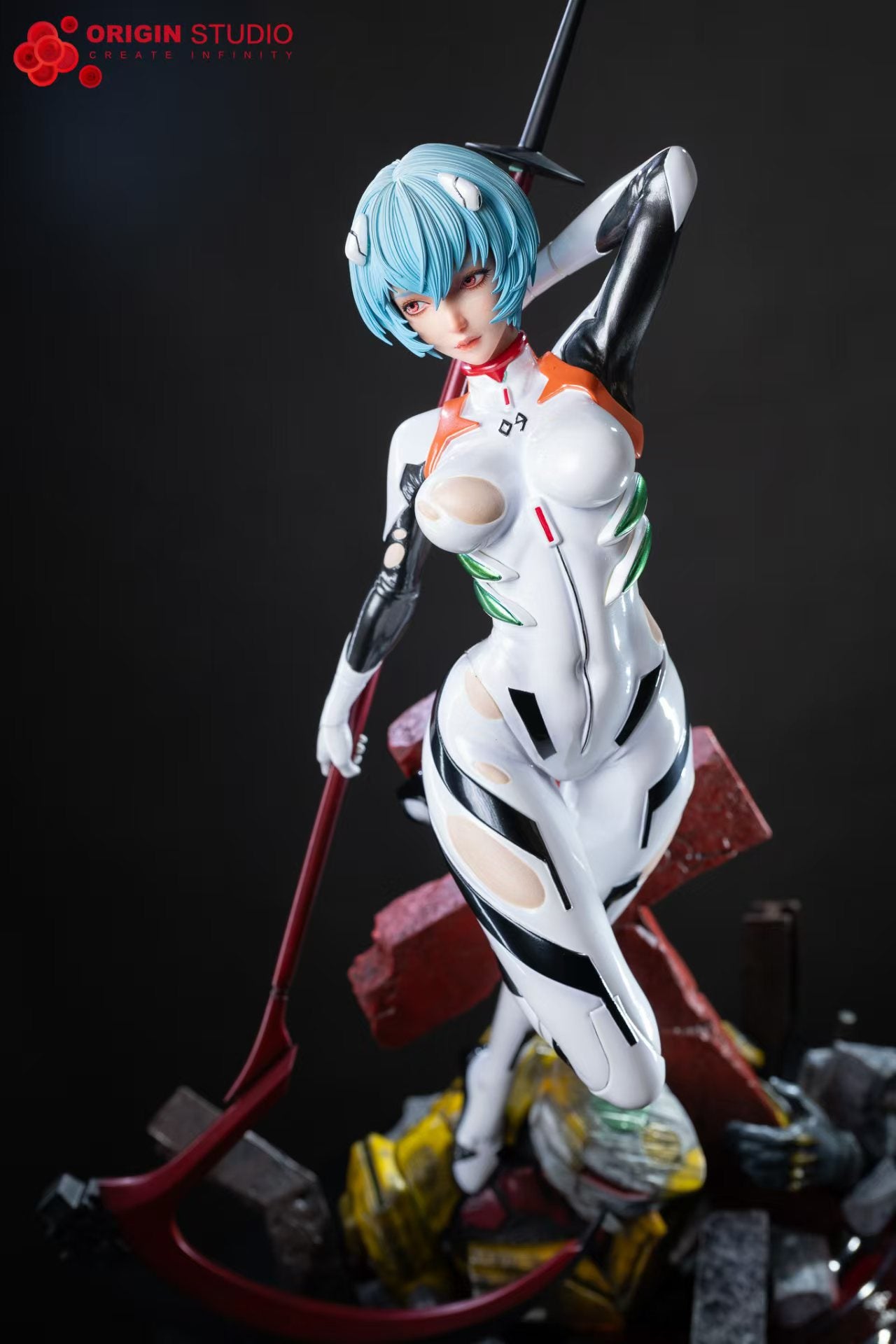 Neon Genesis Evangelion Origin Studio Black Combat Suit Ayanami Rei Resin Statue