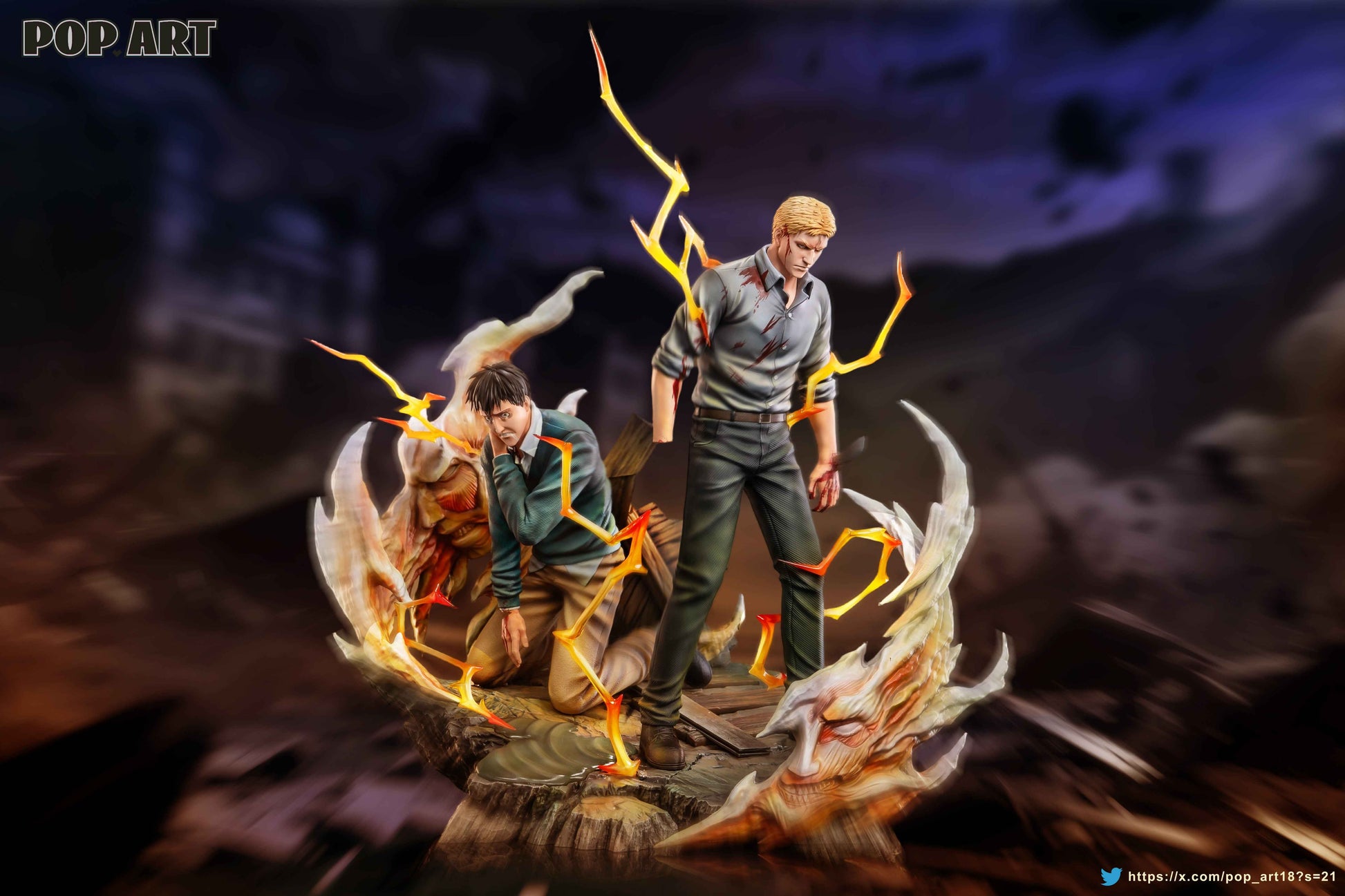 Attack On Titan Pop Art Studio Bertolt Hoover & Reiner Braun Resin Statue