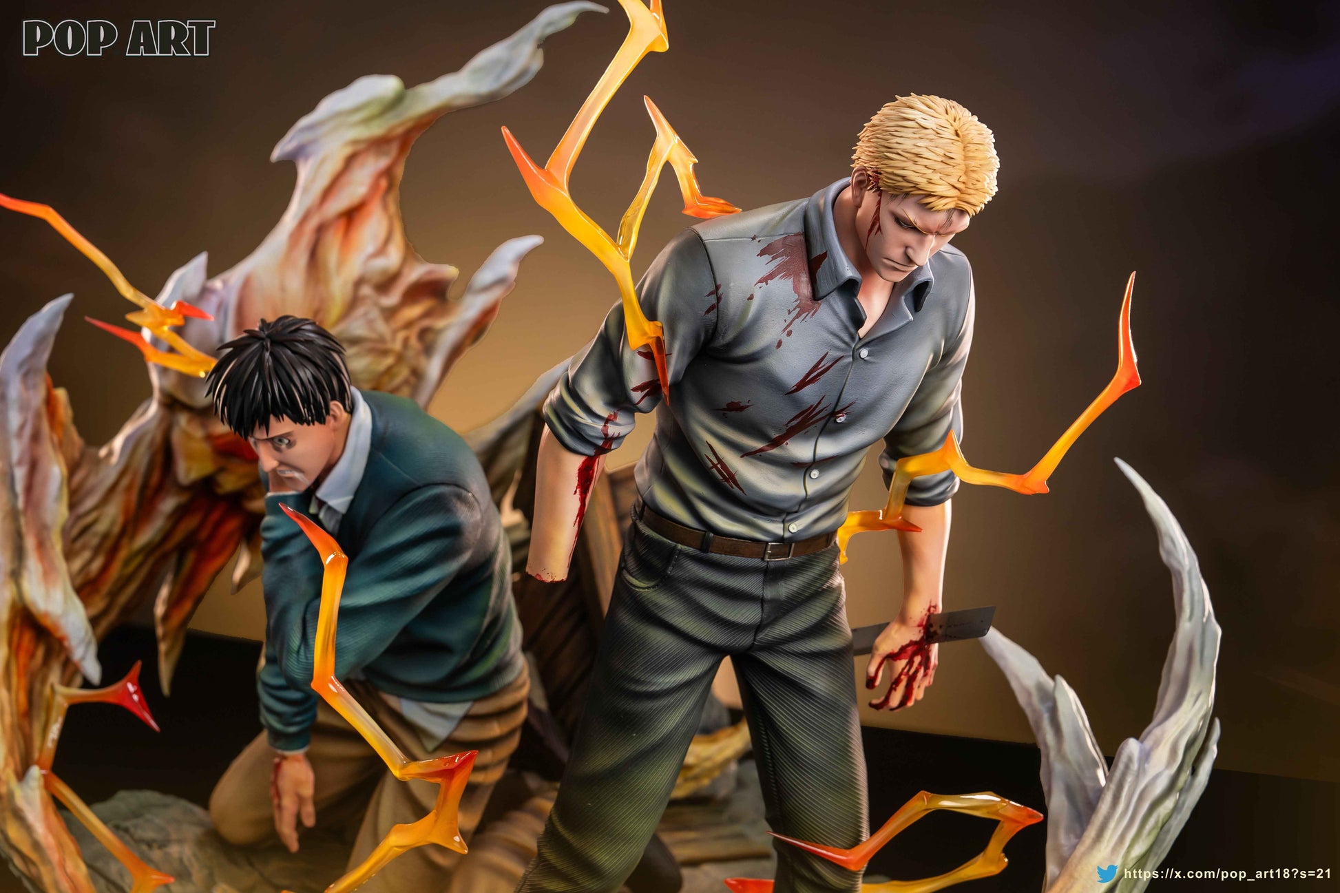 Attack On Titan Pop Art Studio Bertolt Hoover & Reiner Braun Resin Statue
