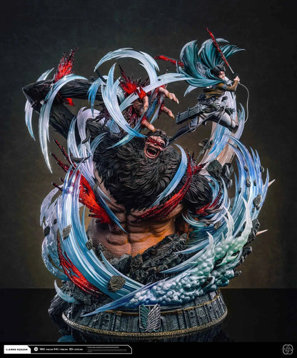 Attack on Titan Hertz Studio Ackerman Levi vs Zeke Resin Statue