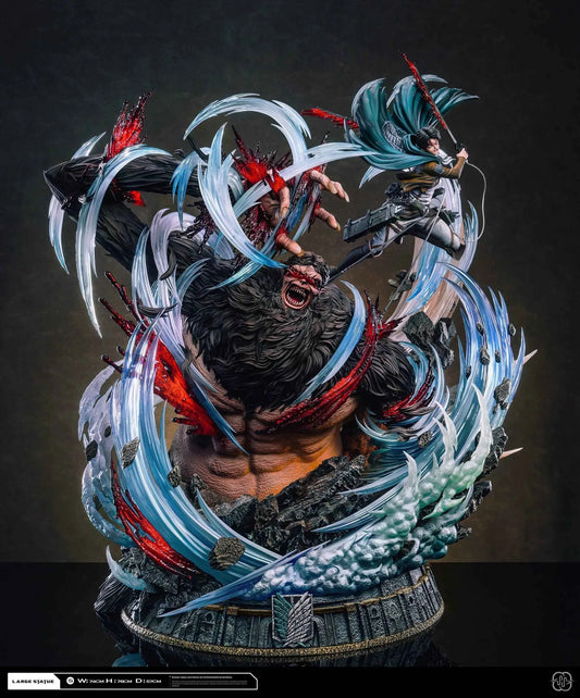 Attack on Titan Hertz Studio Ackerman Levi vs Zeke Resin Statue