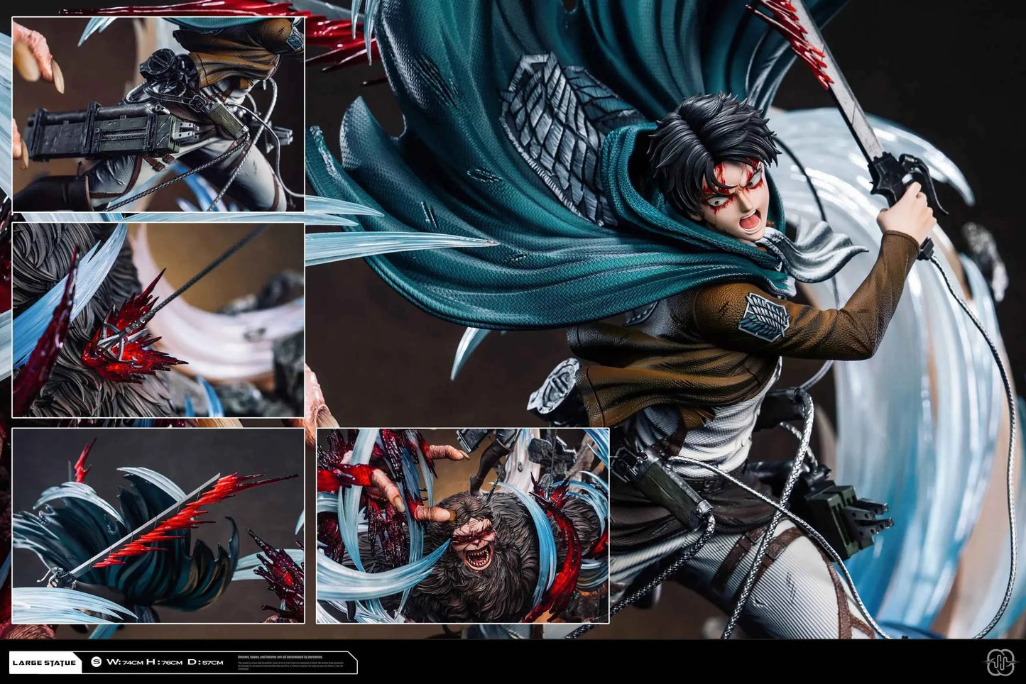 Attack on Titan Hertz Studio Ackerman Levi vs Zeke Resin Statue