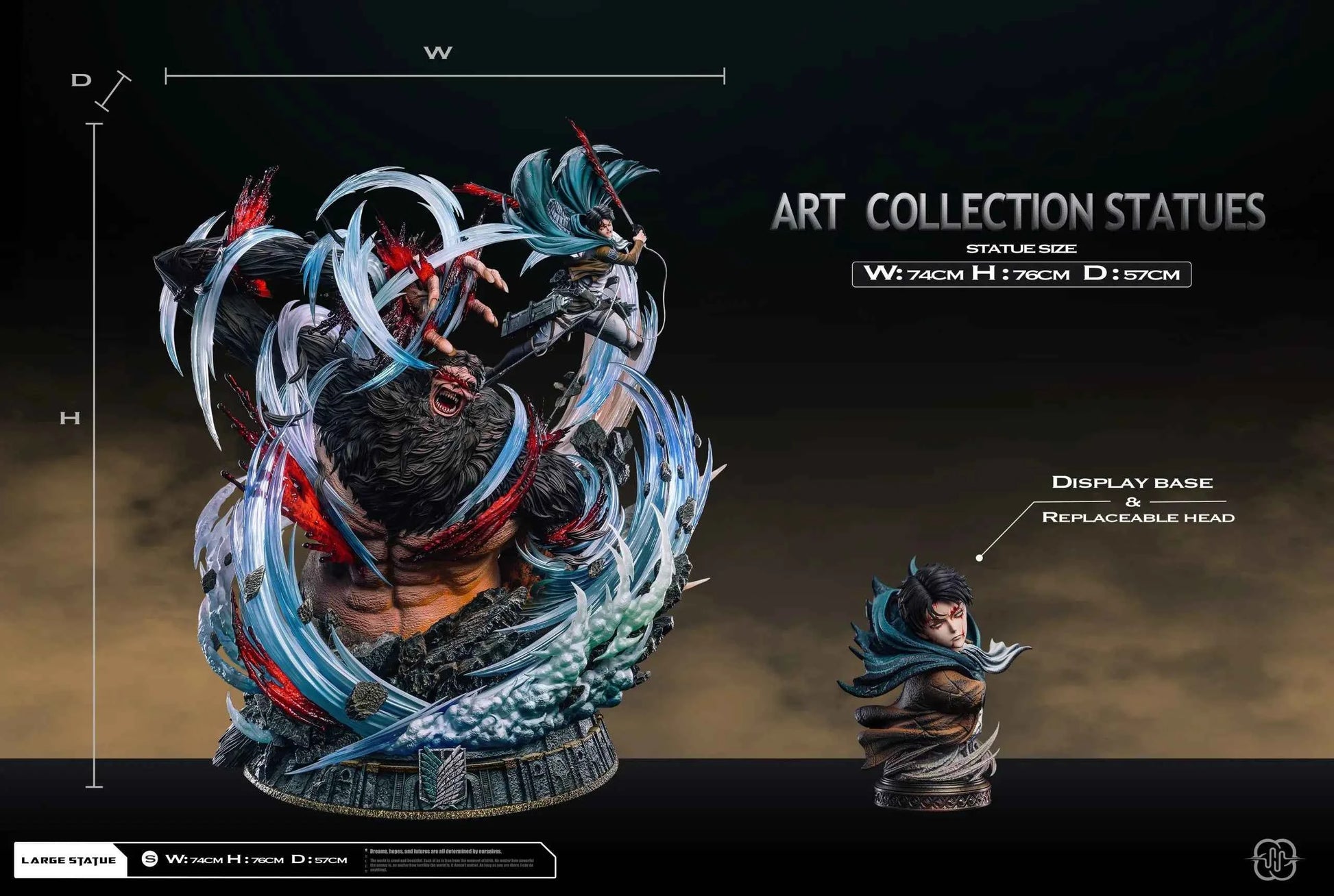 Attack on Titan Hertz Studio Ackerman Levi vs Zeke Resin Statue